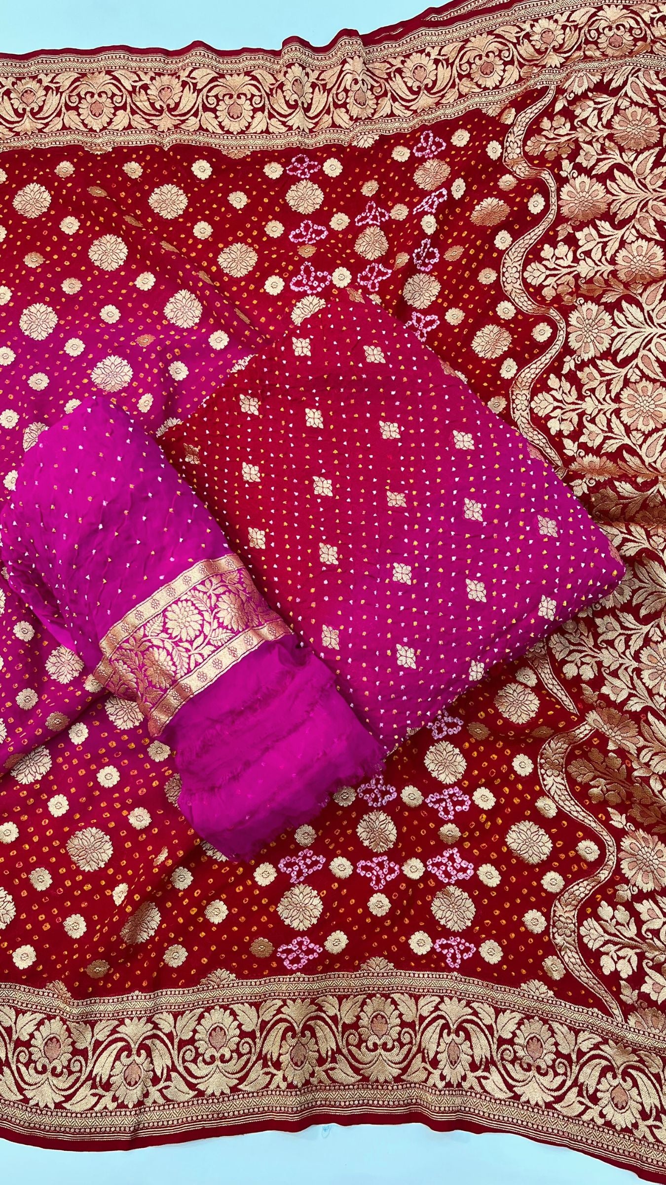 Pure Georgette Banarasi Bandhej Dress Material
