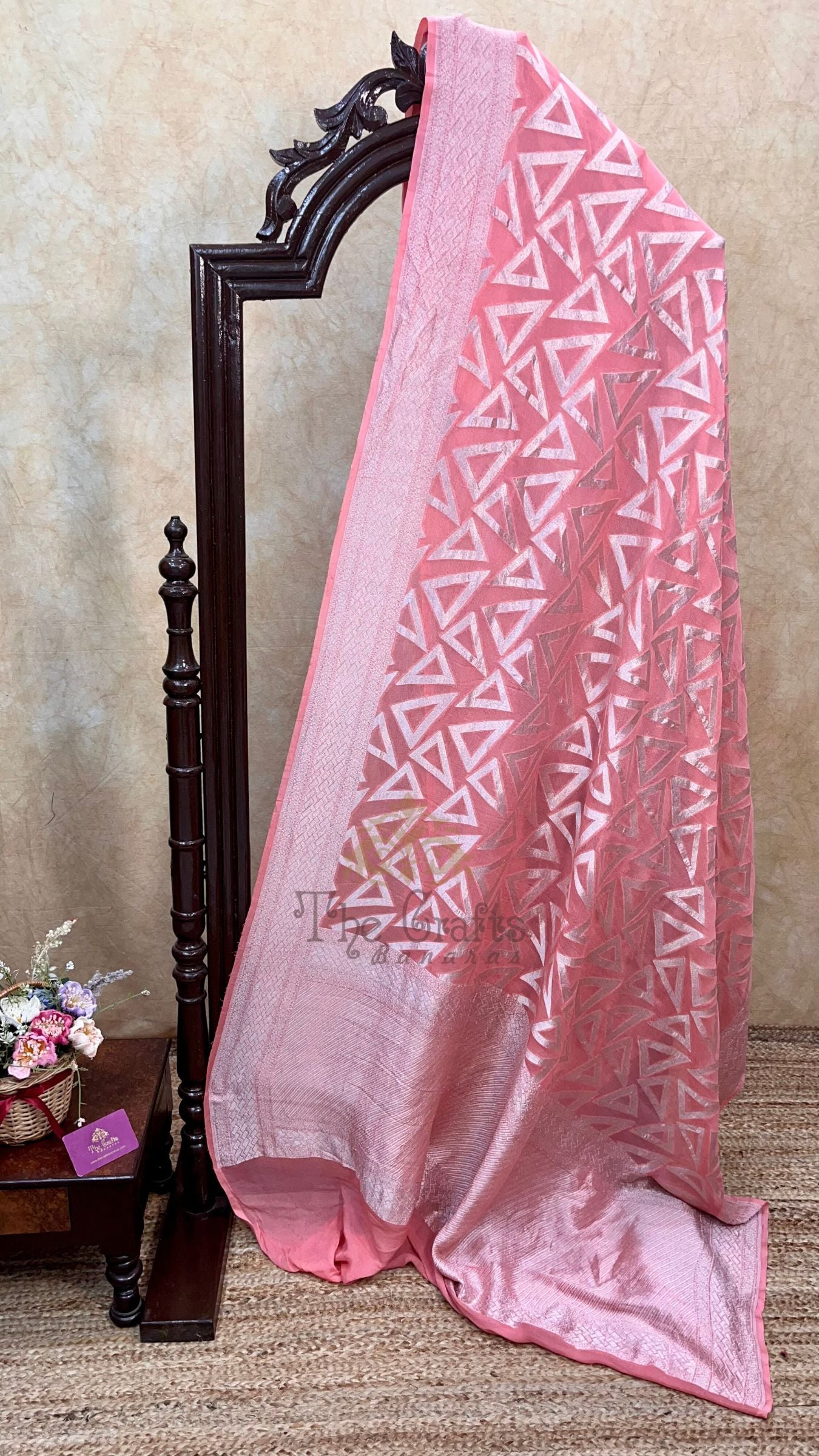 Pure Georgette Banarasi Saree - Silver Zari