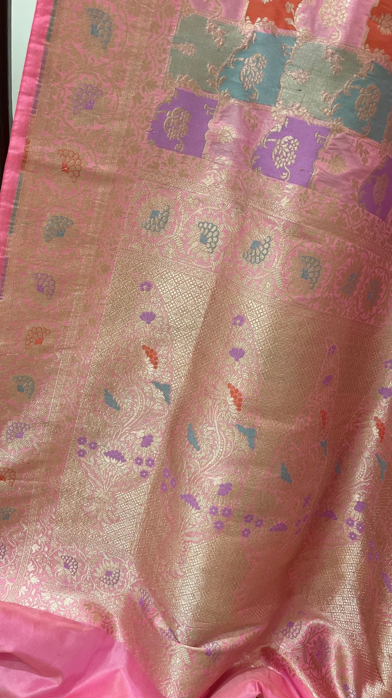 Rangkat Pure Katan Silk Handloom Banarasi Saree - Jaal with meenakari
