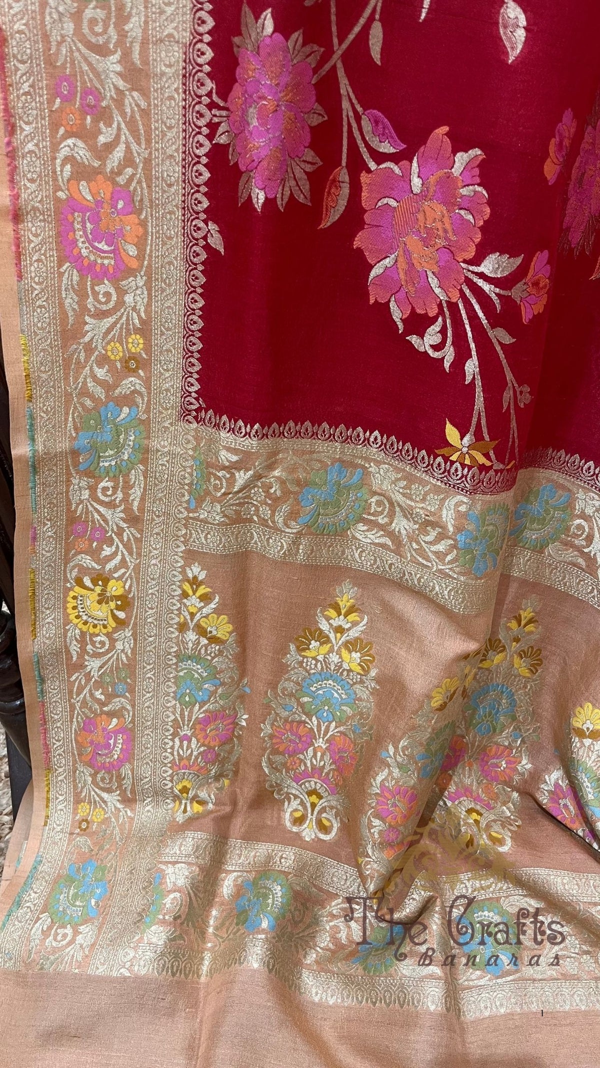 Tussar Georgette Handloom Banarasi Saree - Jaal with Meenakari