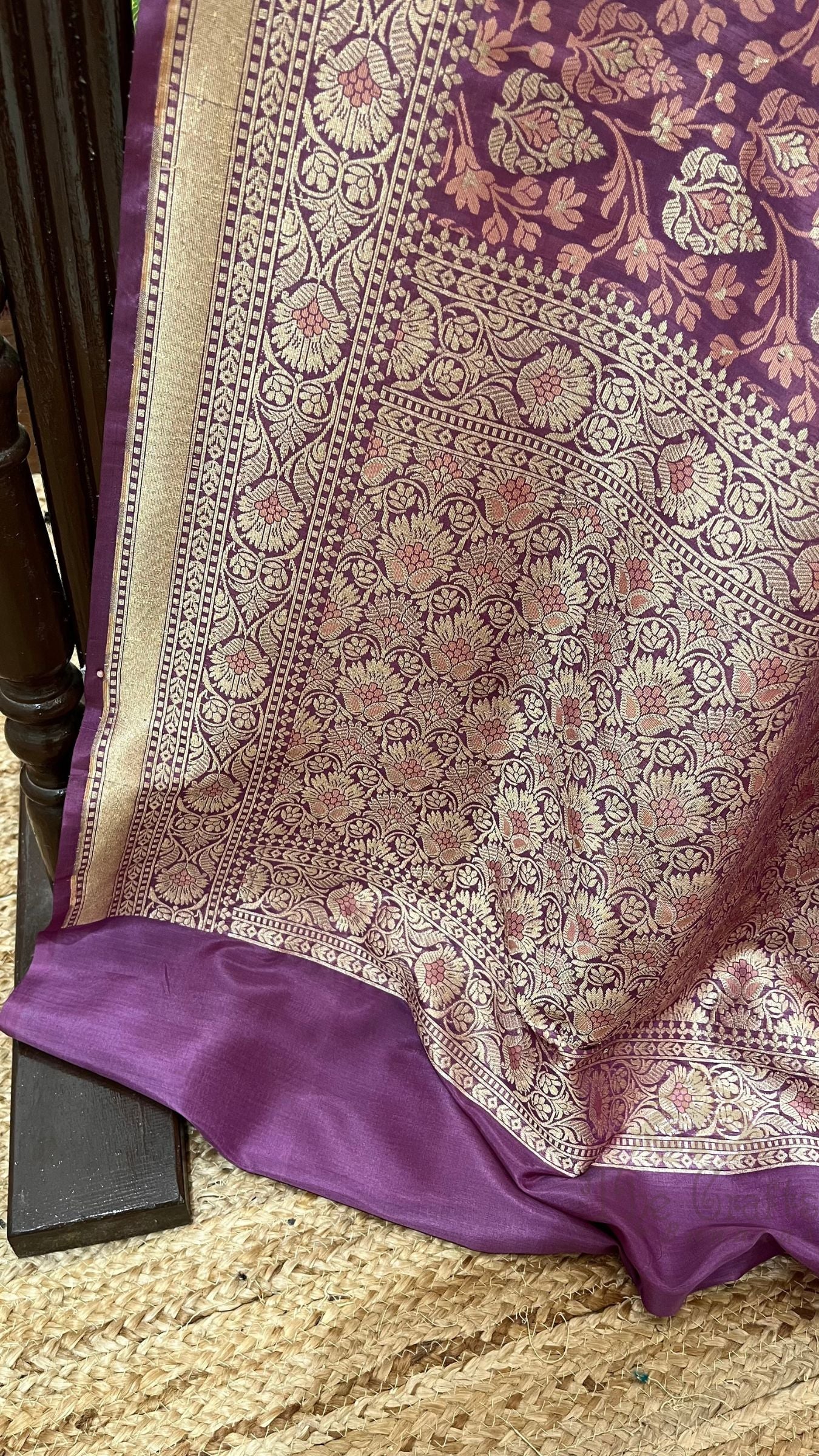 Pure Cotton Silk Banarasi Brocade Handloom Saree - Meenakari