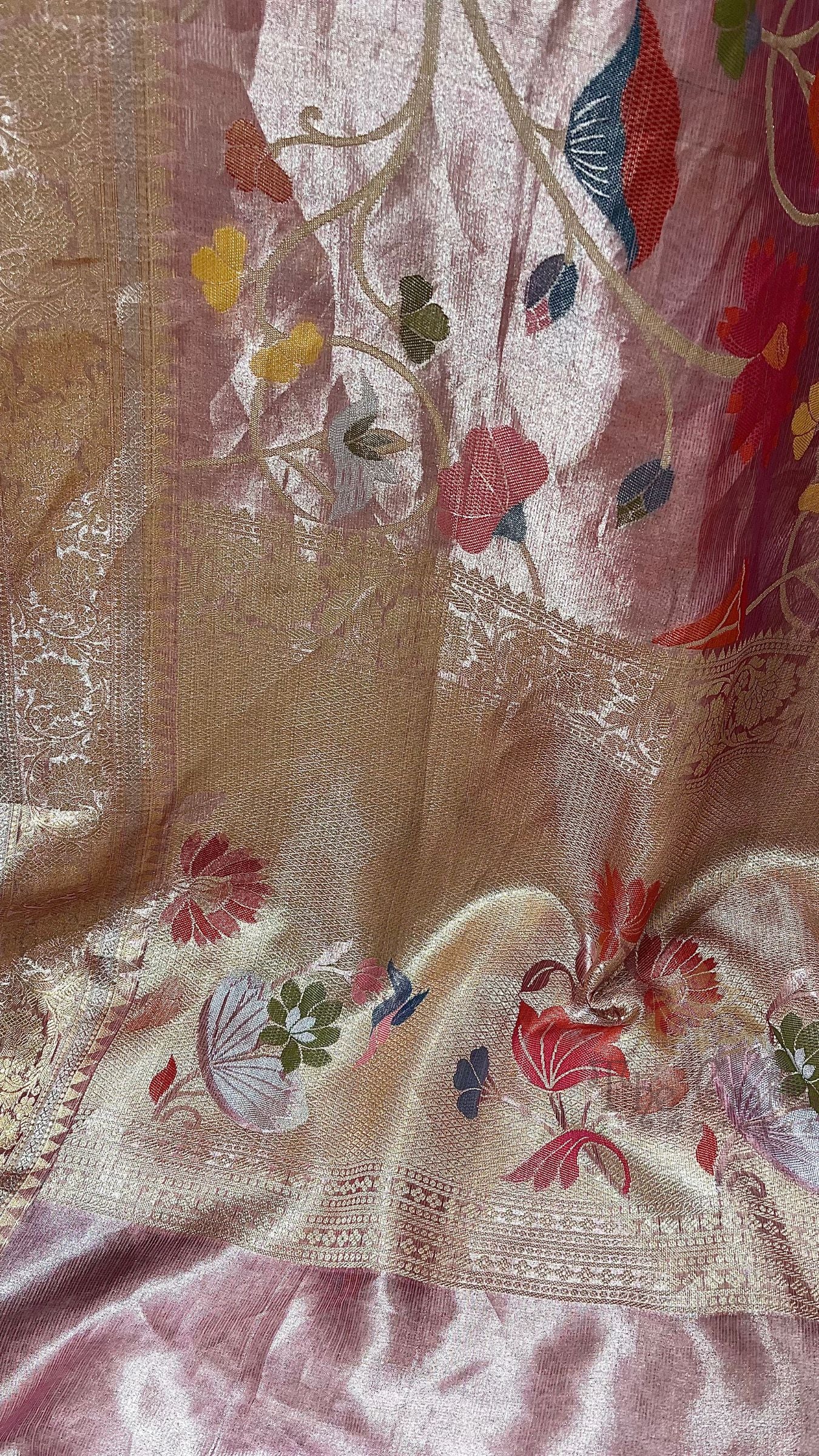 Pure Zari Kota Tissue Silk Handloom  Banarasi Saree - Meenakari