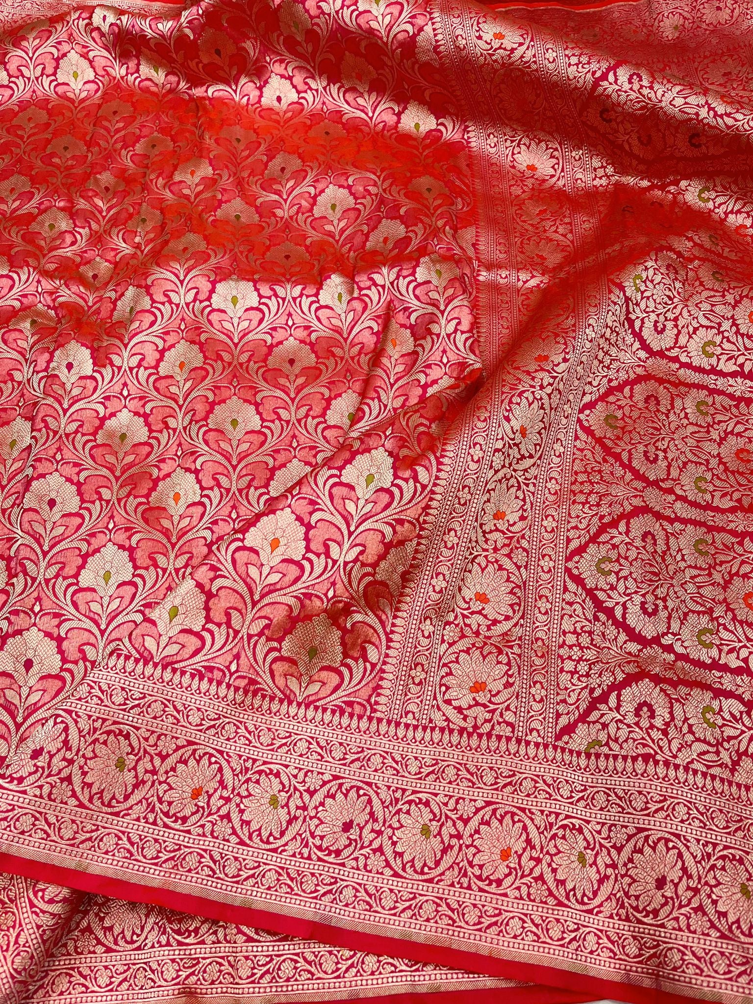 Pure Katan Silk Handloom Banarasi Saree - Tanchui Brocade Meena