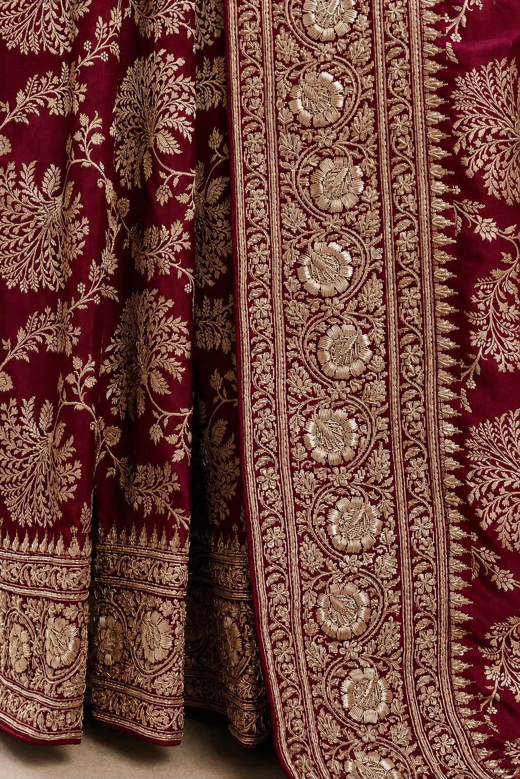 Pure Katan Silk Handloom Banarasi Saree with Gotta Patti Zardozi Handwork