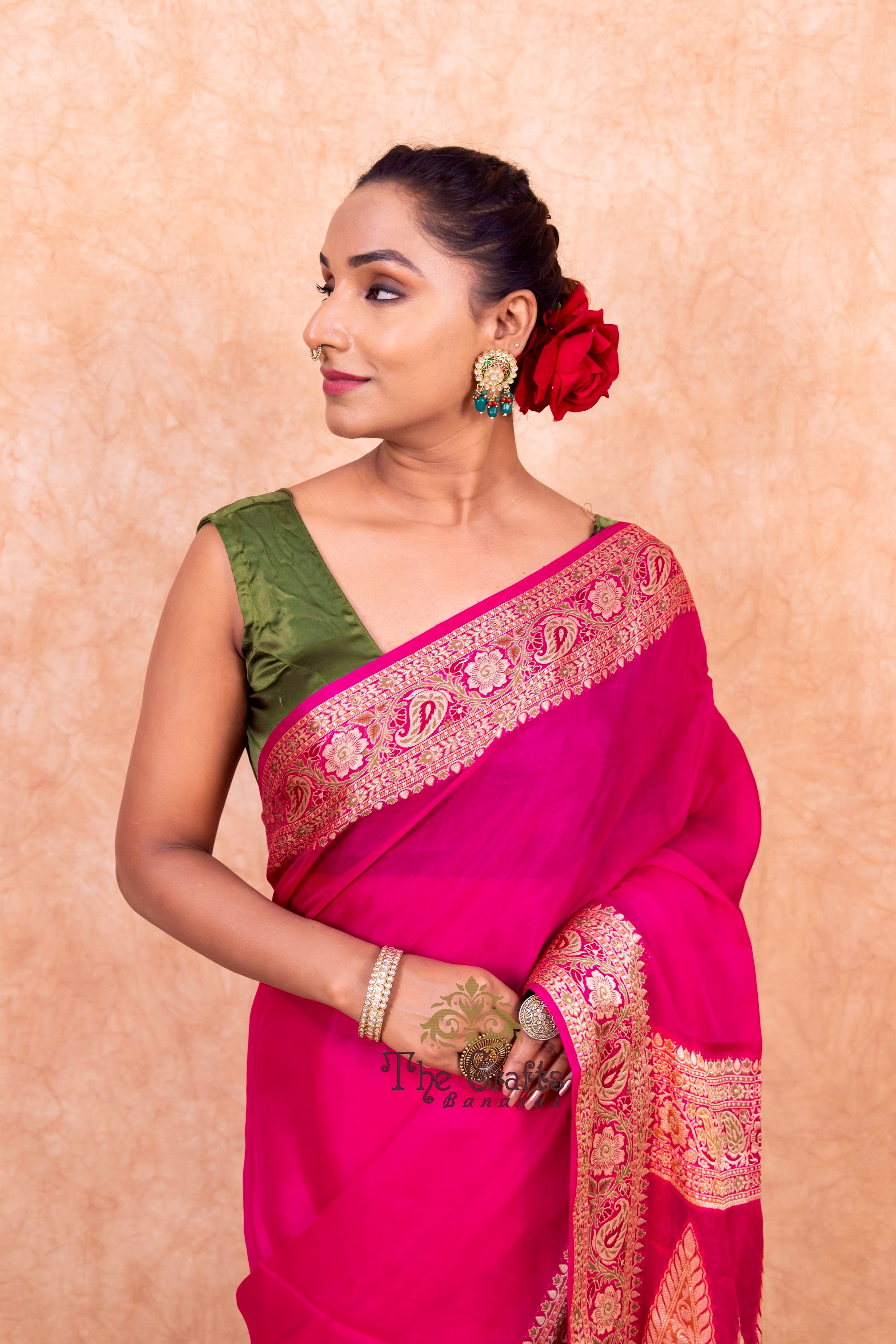 Pure Khaddi Chiffon Banarasi Saree