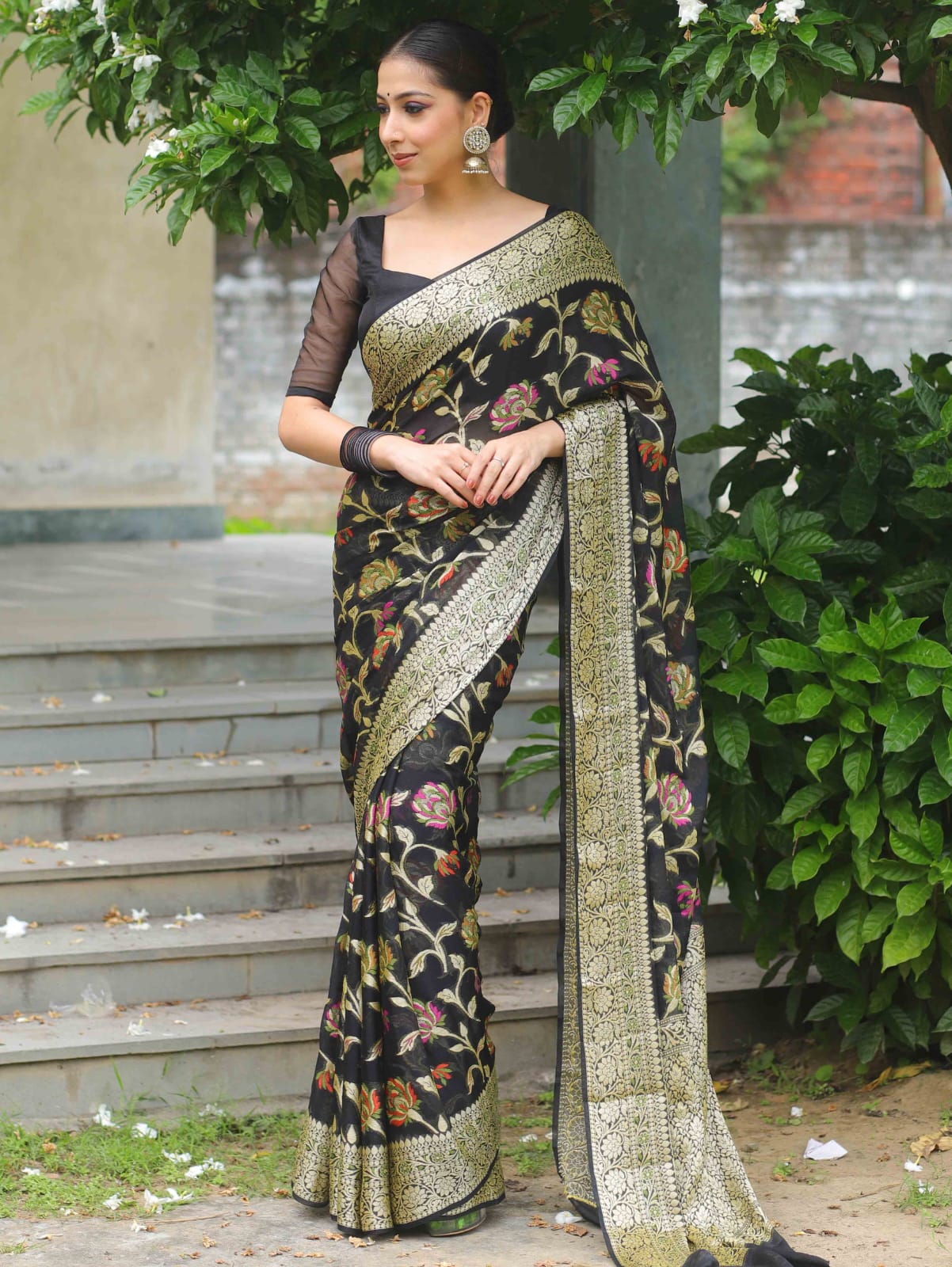 Pure Khaddi Chiffon Banarasi Saree