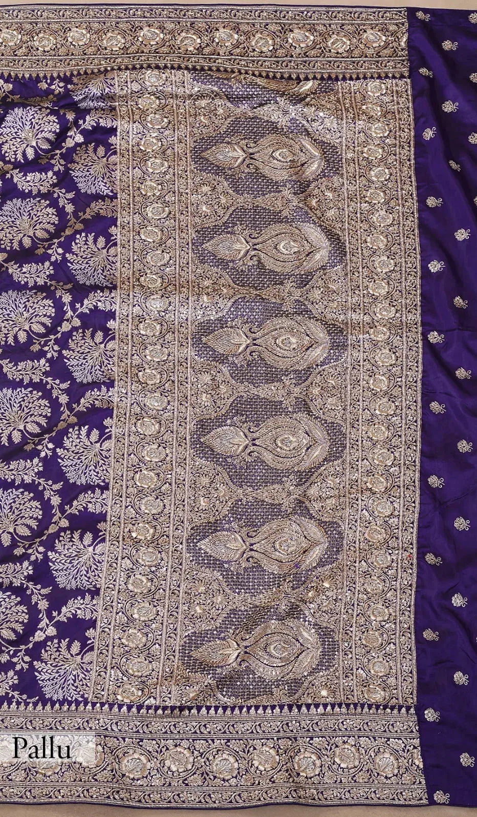 Pure Katan Silk Handloom Banarasi Saree with Gotta Patti Zardozi Handwork