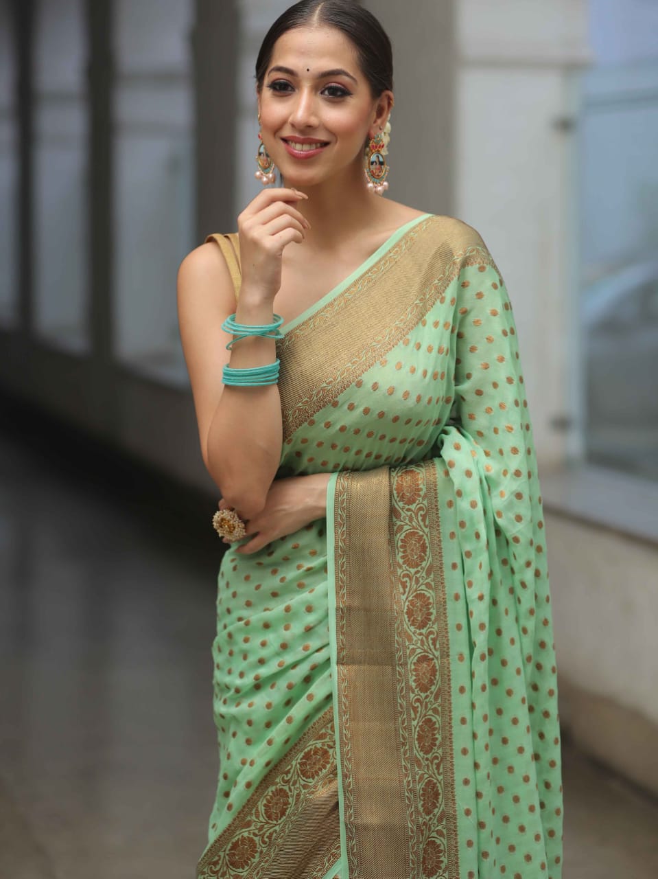 Pure Khaddi Chiffon Banarasi Saree