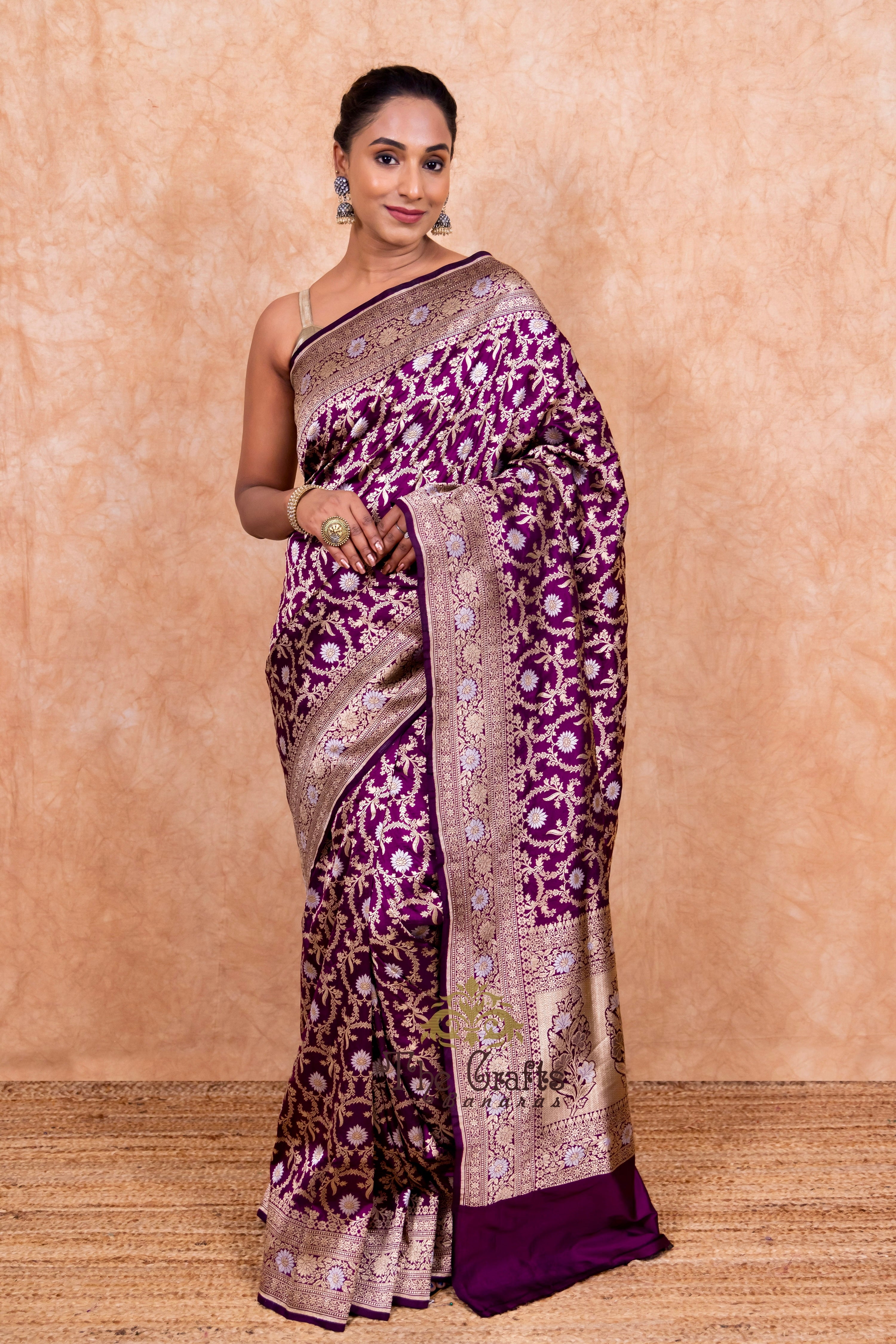 Pure Katan Silk Handloom Banarasi Saree - All over sona roopa Jaal work