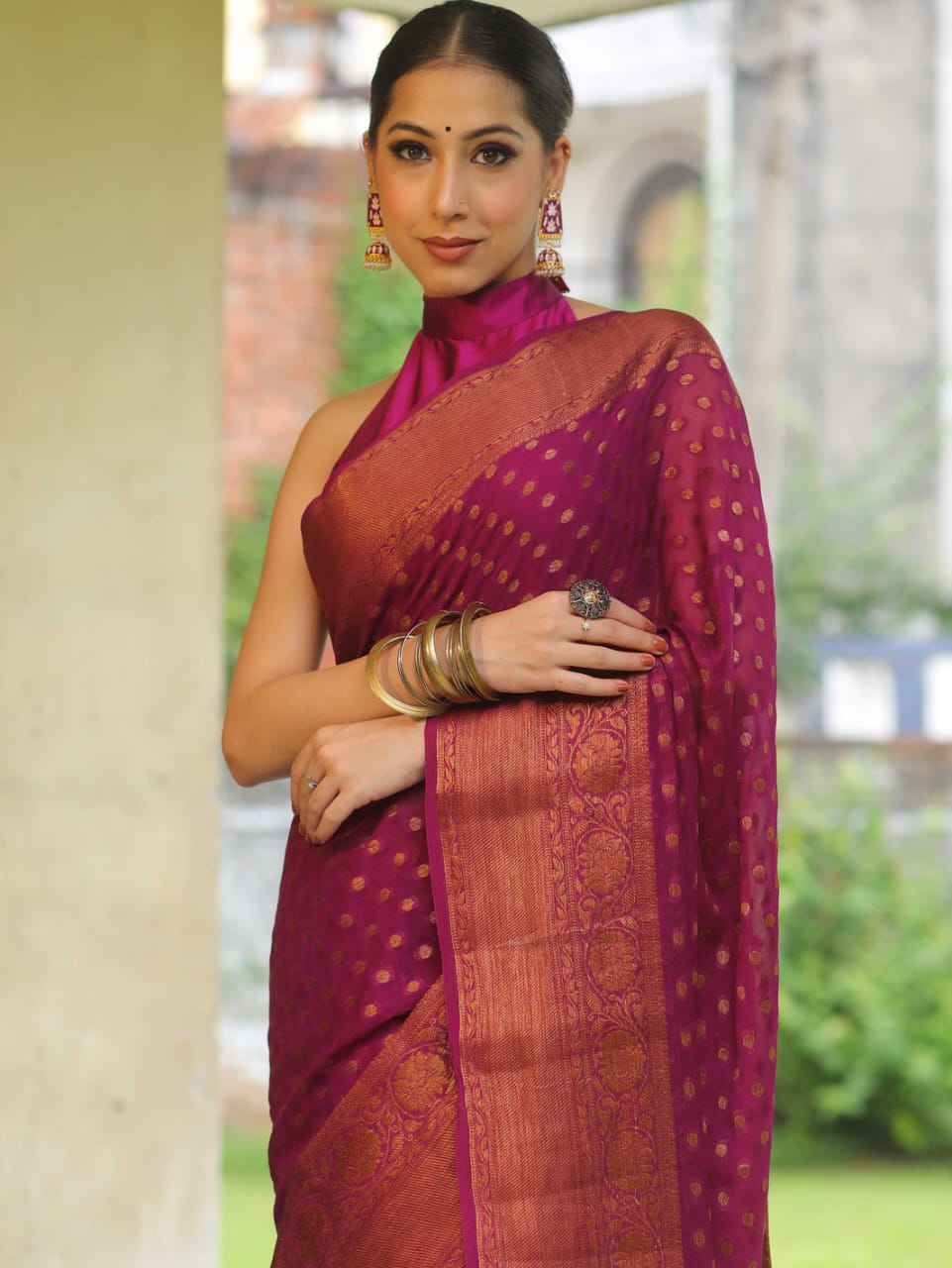 Pure Khaddi Chiffon Banarasi Saree