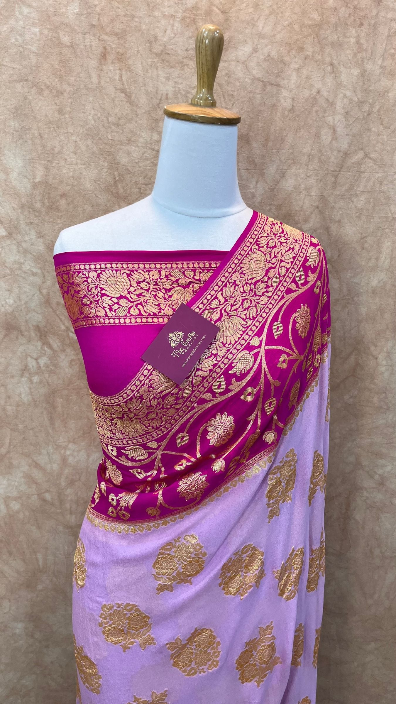 Khaddi Georgette Banarasi Saree - Gold Zari