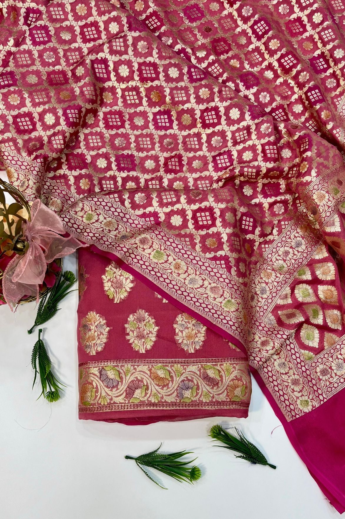 Khaddi Georgette Banarasi Dress Material