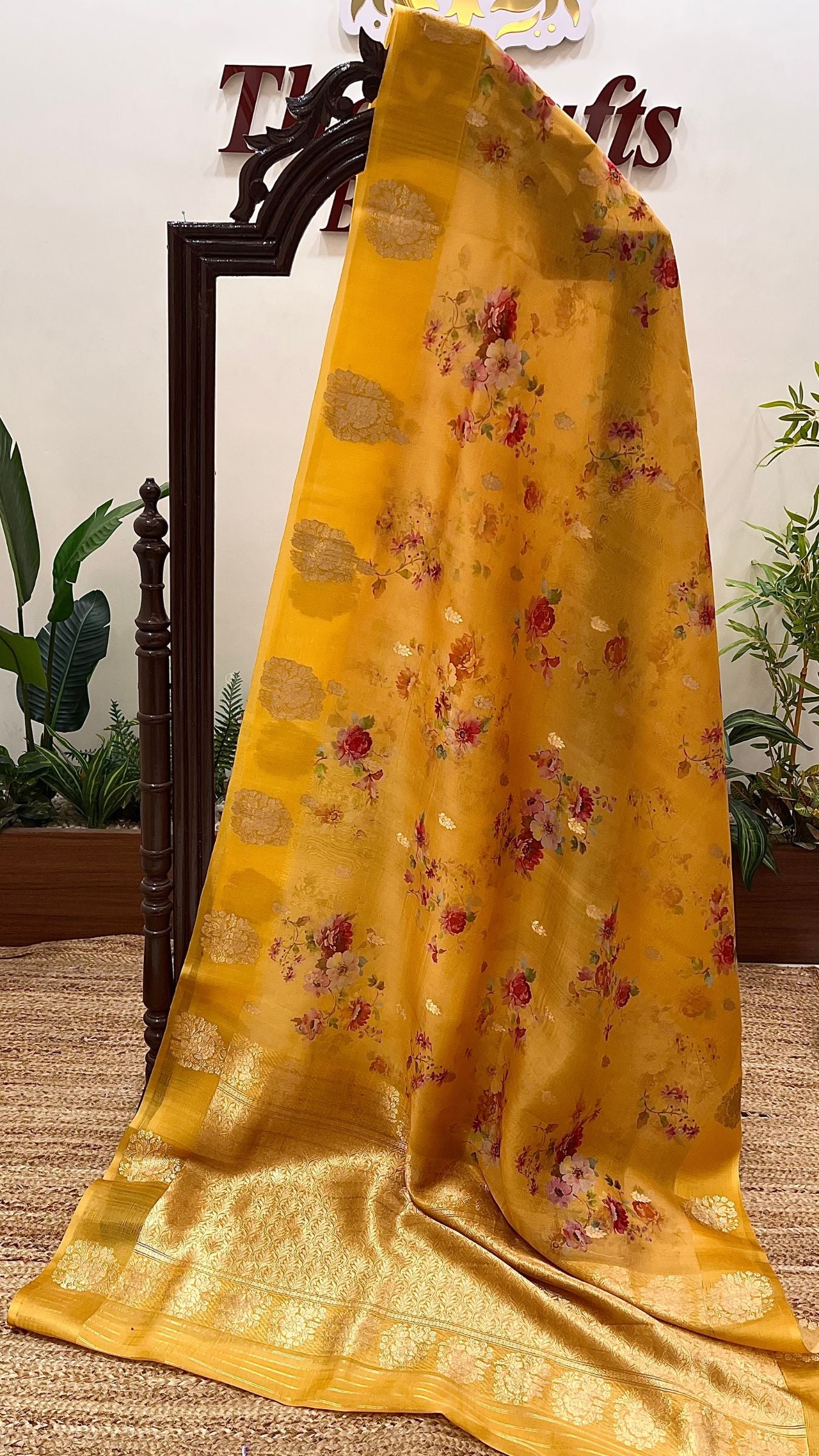 Pure Kora Silk Banarasi Saree - with Digital Print