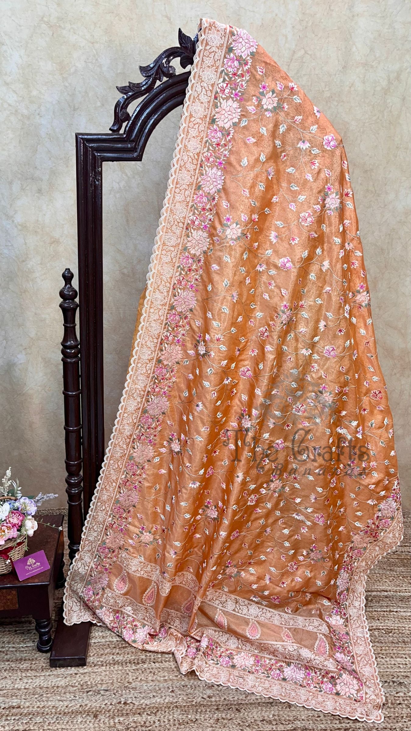 Pure Tissue Silk Banarasi Saree - Chikankari all over