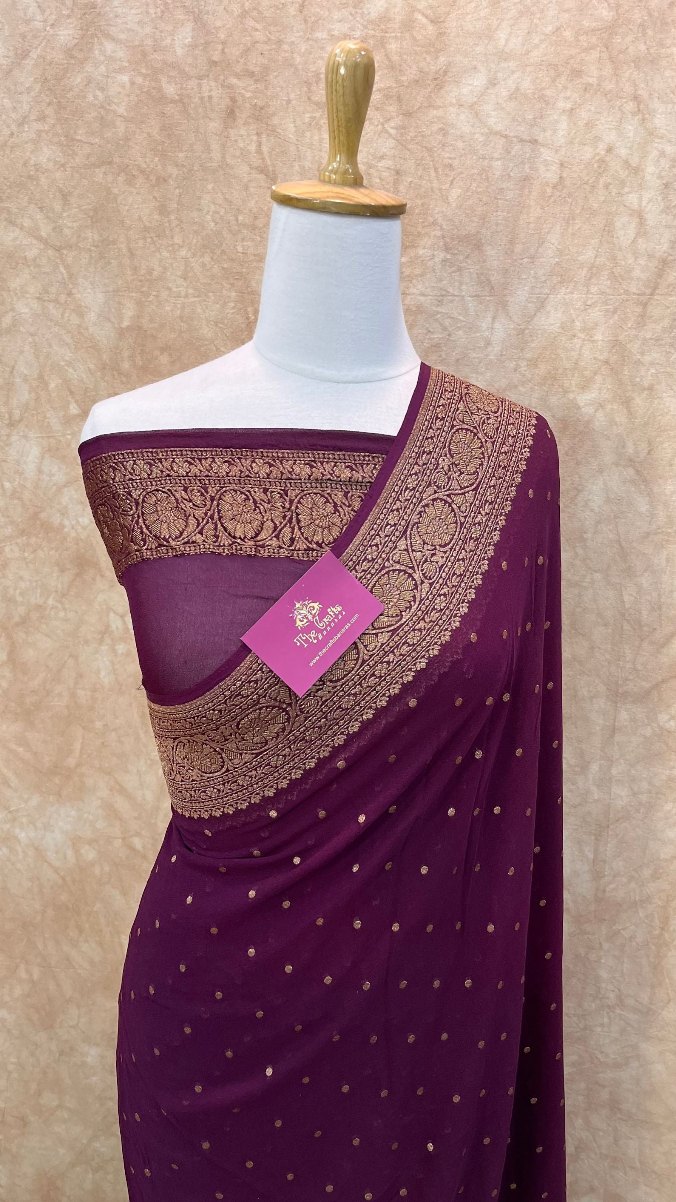 Khaddi Georgette Banarasi Saree - Antique Zari