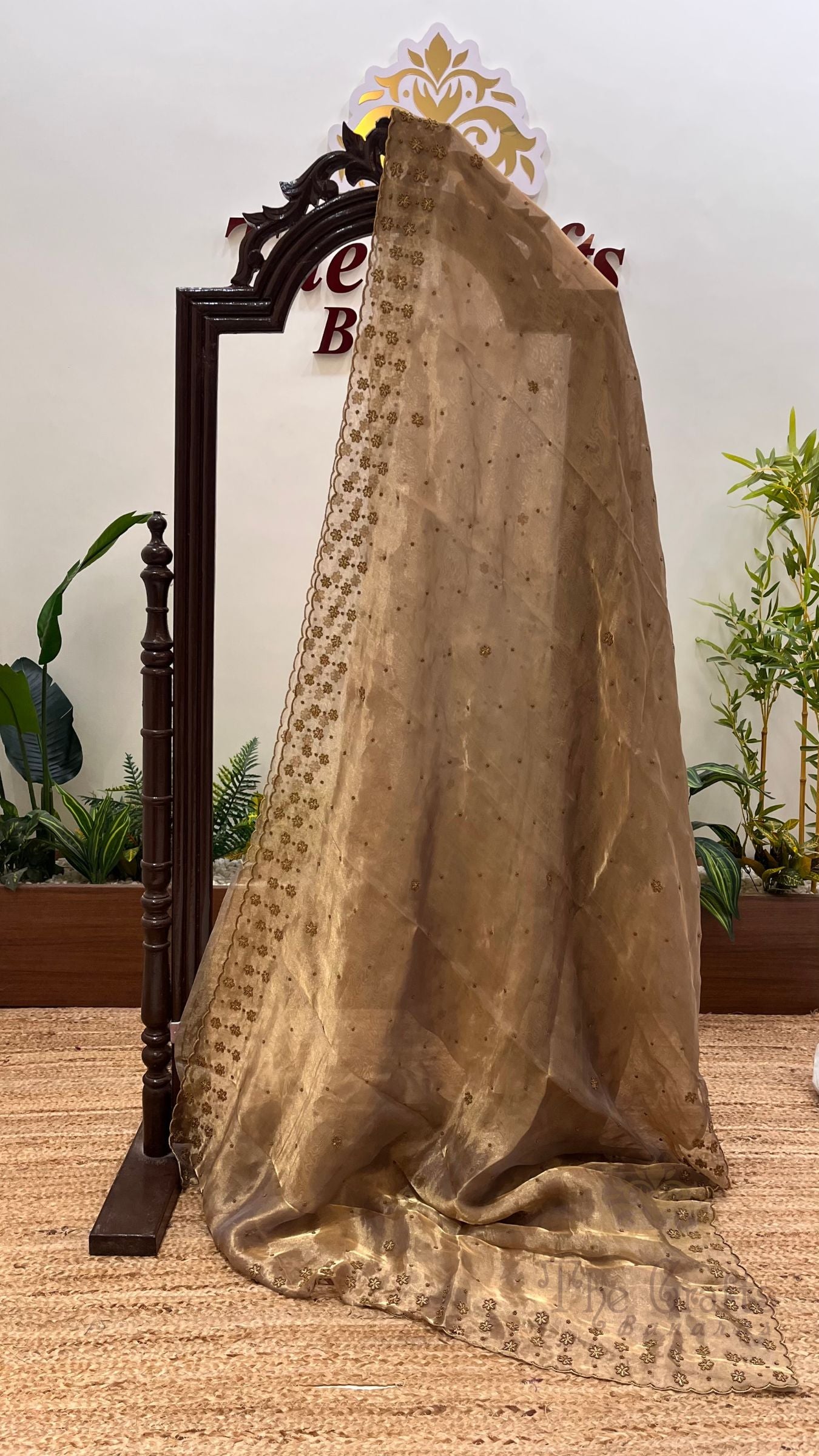 Pure Kora Tissue Silk Banarasi Saree - handwork motifs