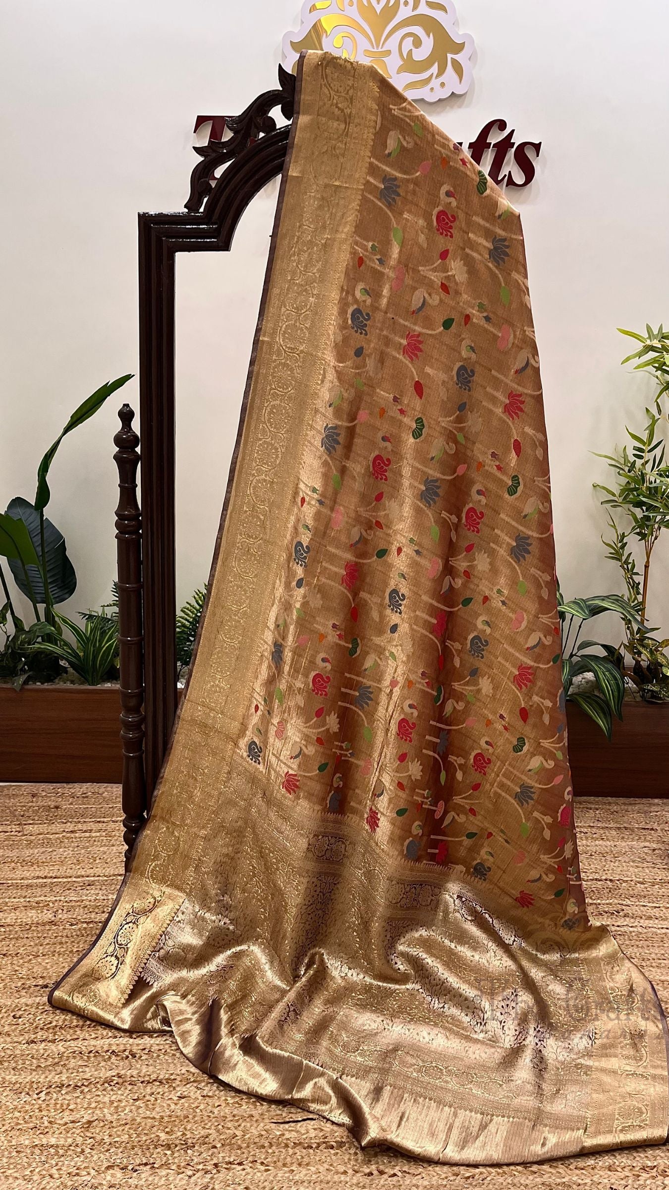 Pure Zari Kota Tissue Silk Handloom  Banarasi Saree - Meenakari
