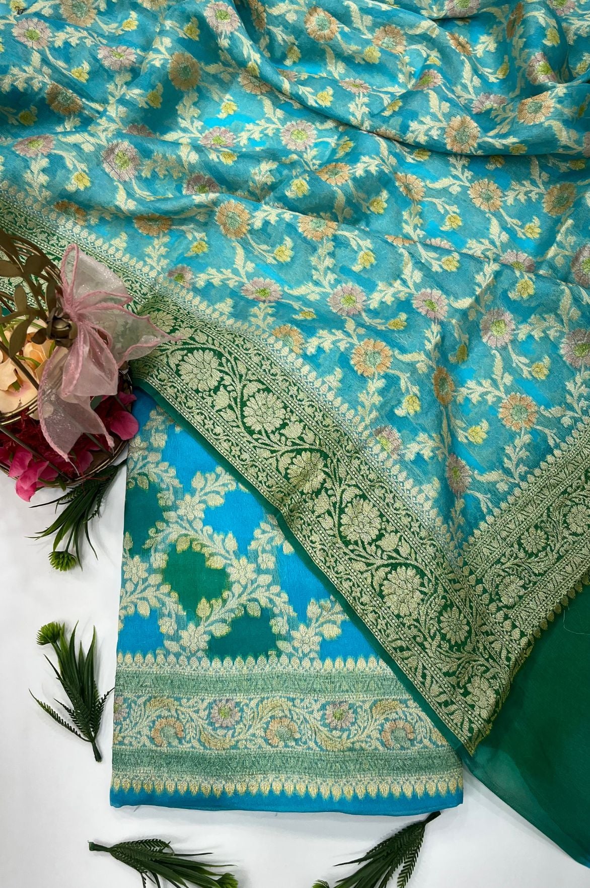 Pure Khaddi Chiffon Banarasi Dress Material