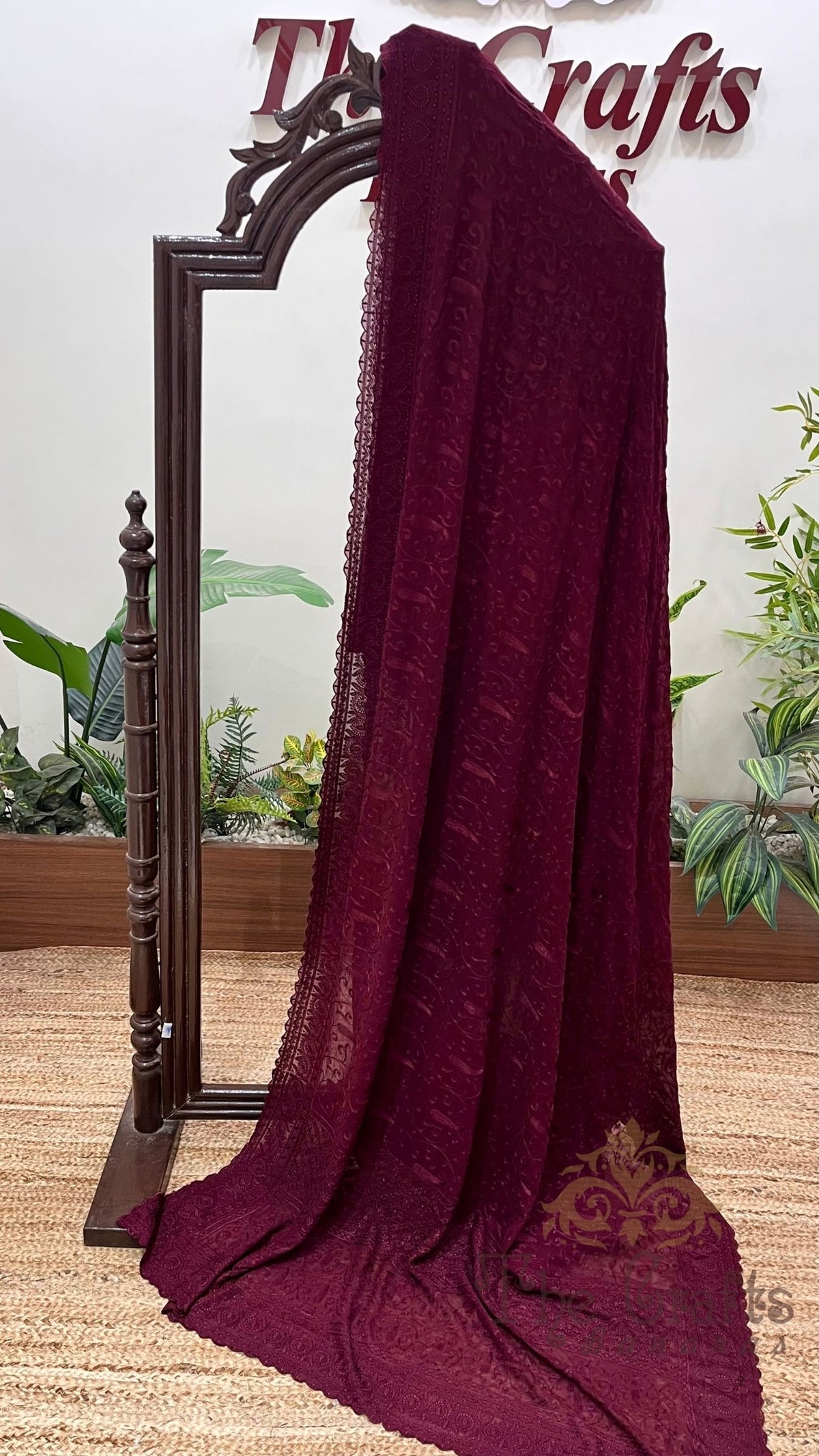 Pure Georgette Chikankari Handloom Banarasi Saree