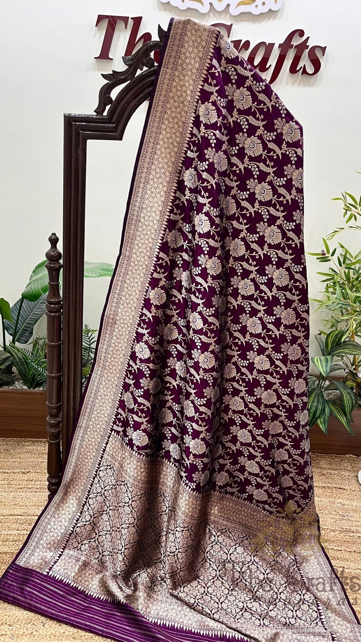 Pure Katan Silk Handloom Banarasi Saree - All Over Sona Rupa Jaal Work