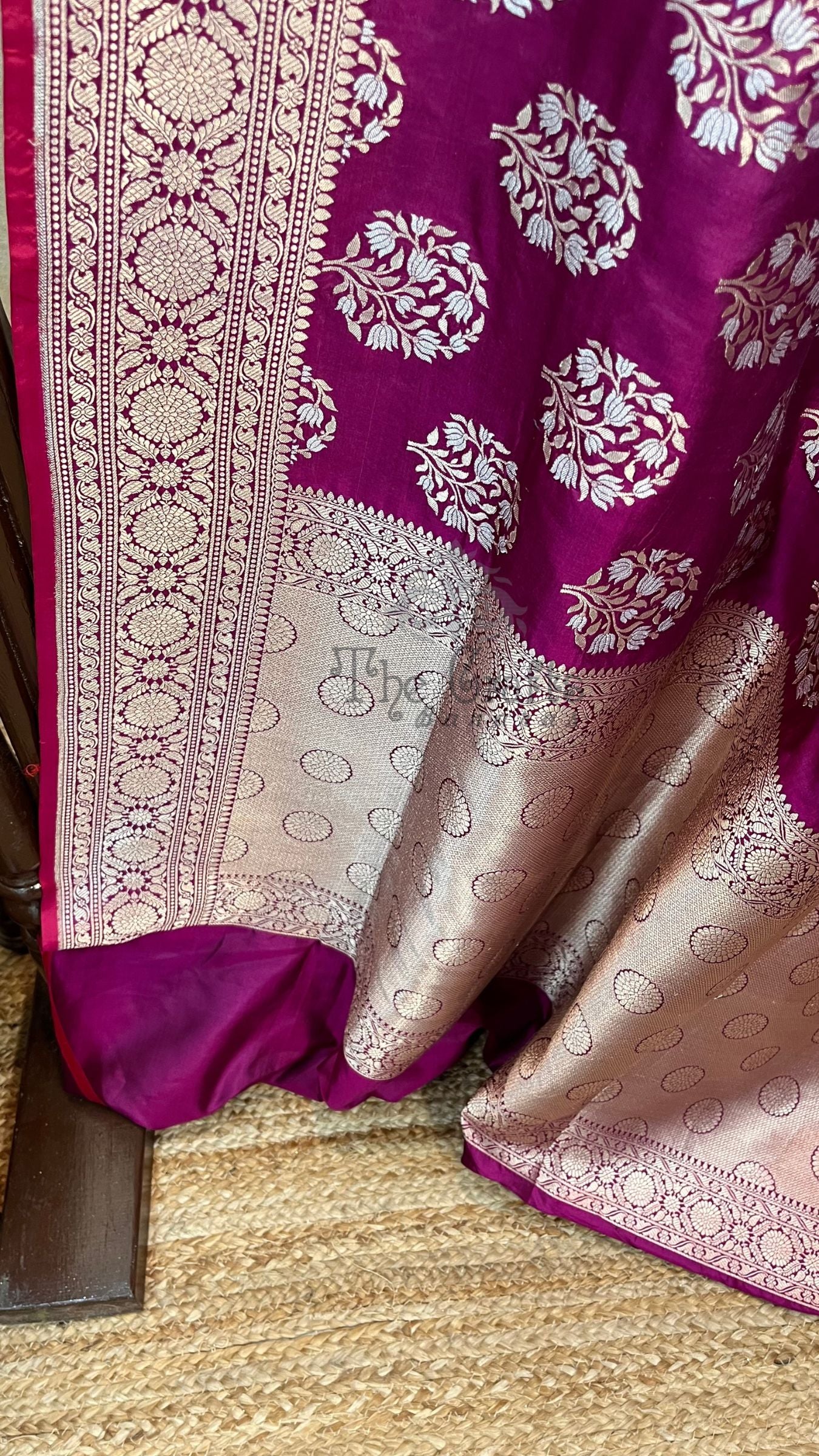 Pure Katan Silk Handloom Banarasi Saree - All Over Sona Rupa Jaal Work