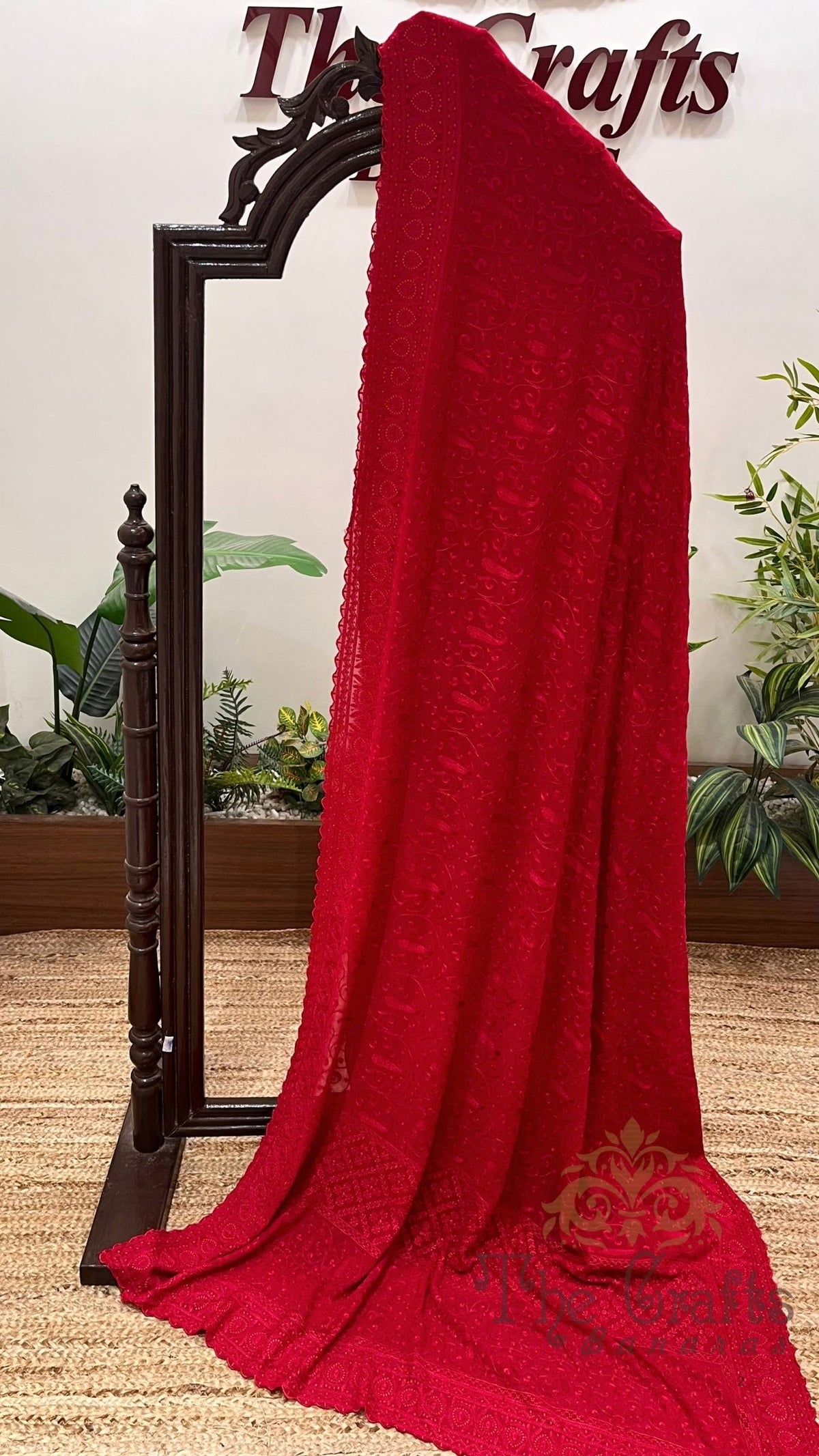 Pure Georgette Chikankari Handloom Banarasi Saree