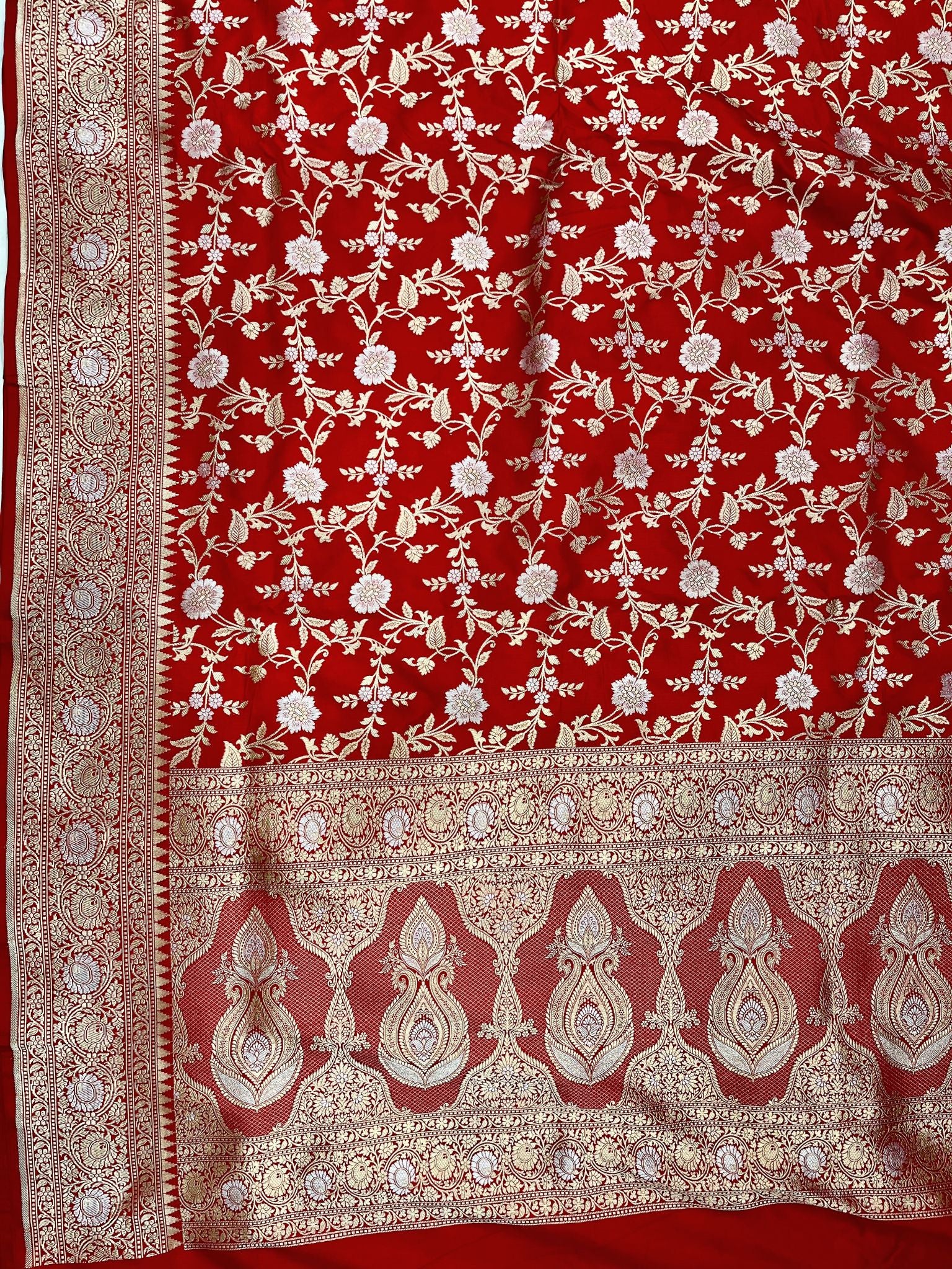Pure Katan Silk Handloom Banarasi Saree - All over Sona Roopa Jaal work