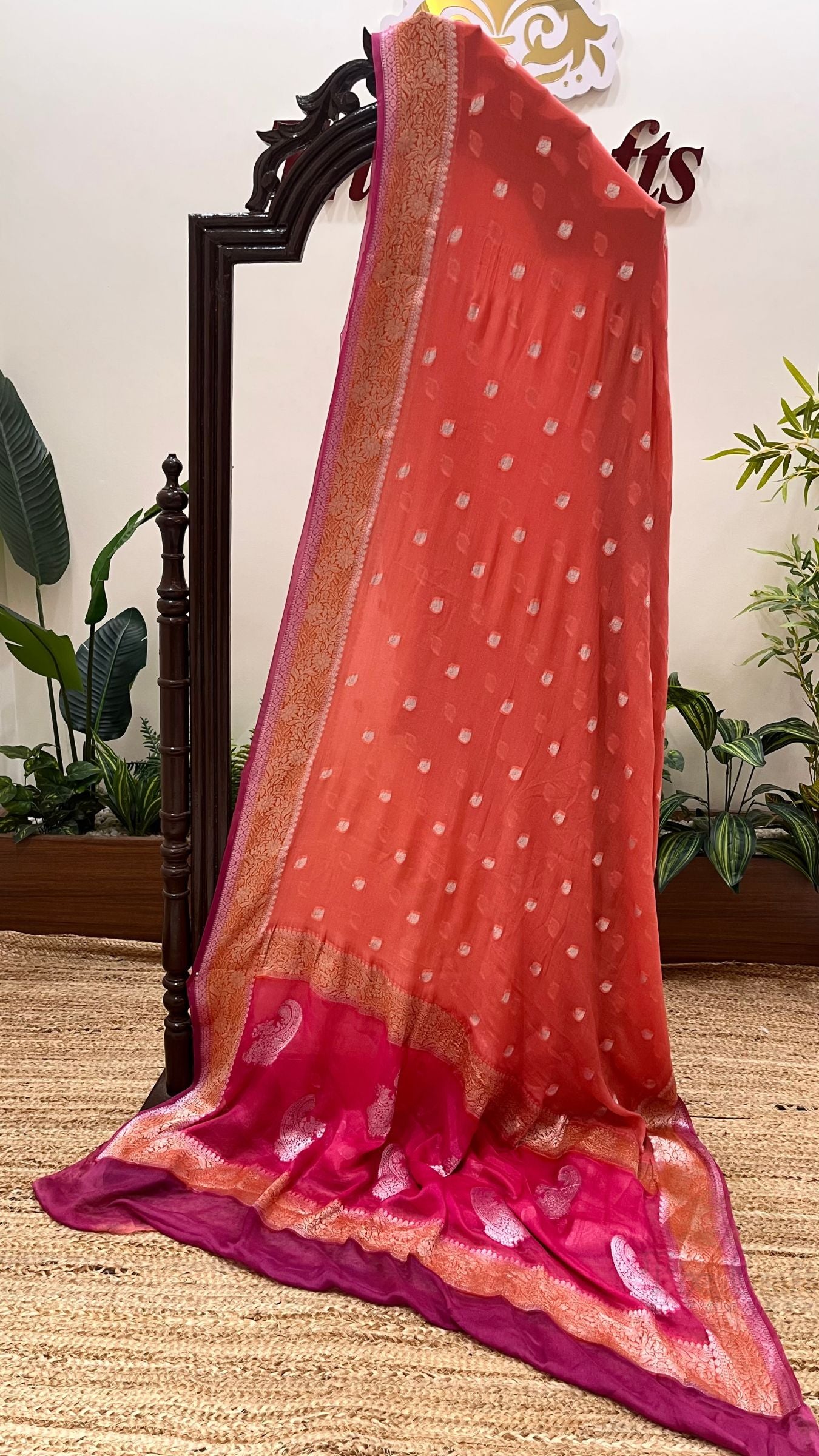 Pure Khaddi Chiffon Banarasi Saree - Rupa Buti