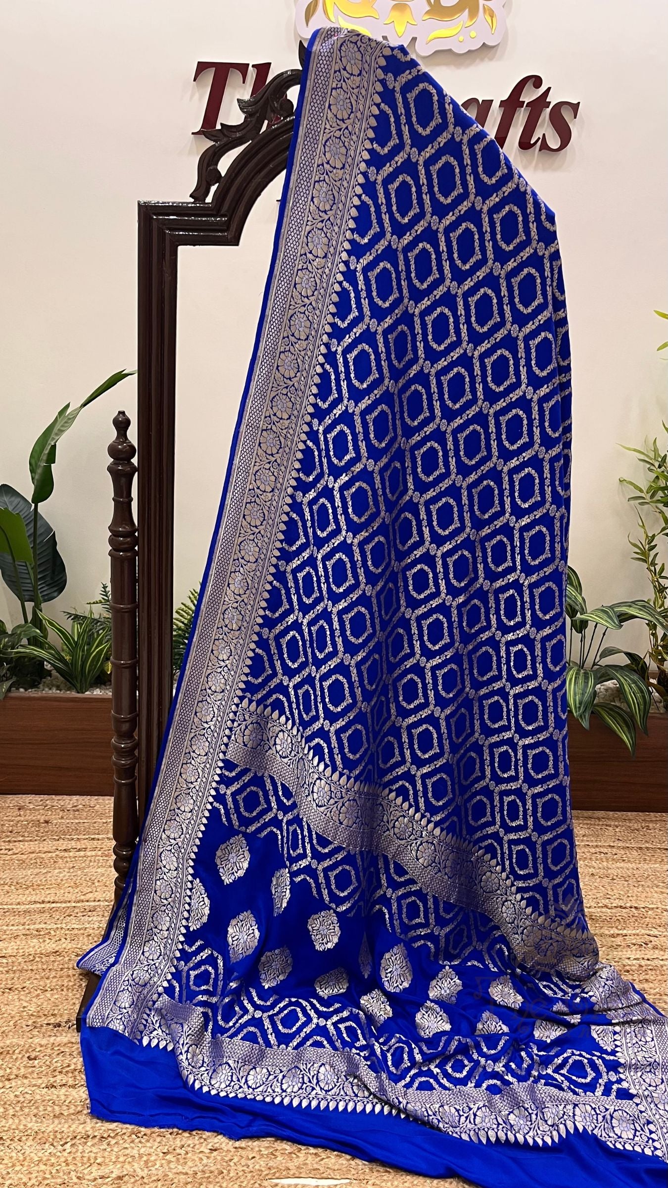 Khaddi Georgette Handloom Banarasi Saree - Jaal Work
