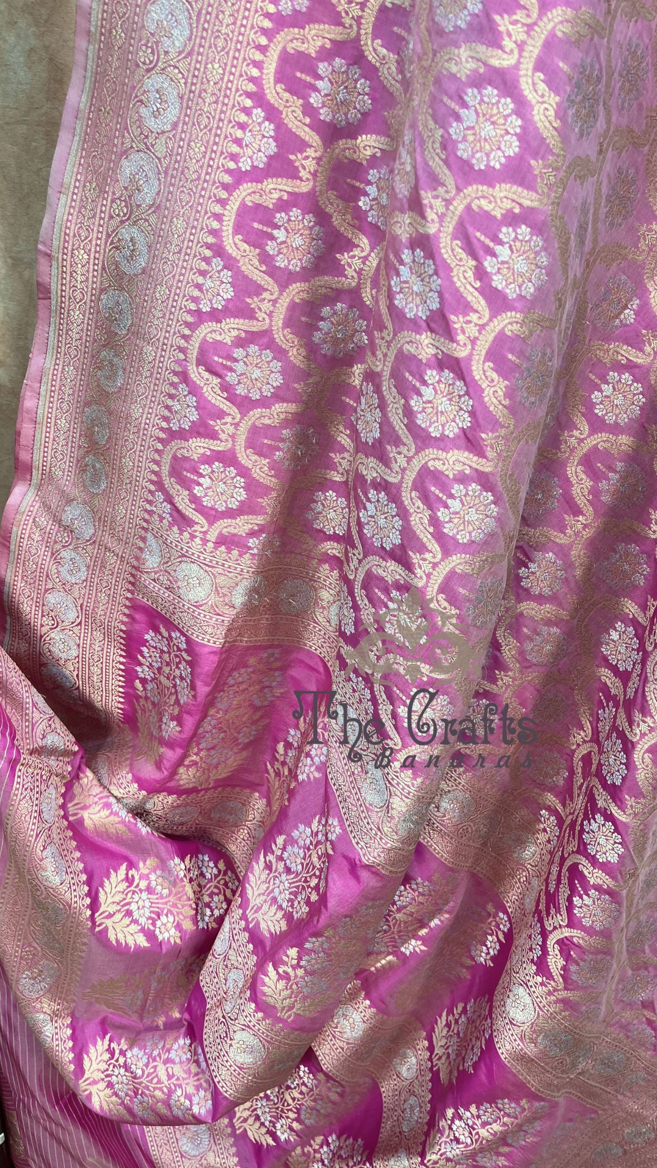 Pure Katan Silk Handloom Banarasi Saree - All over Sona Roopa Jaal work