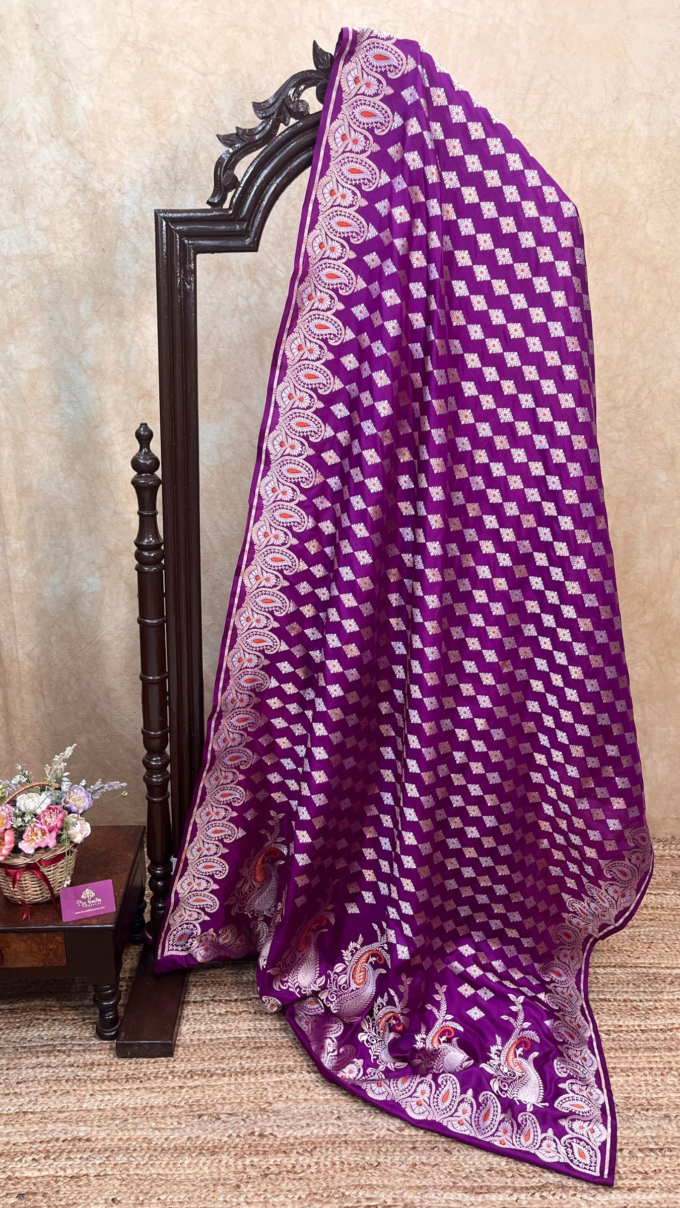 Pure Katan Silk Handloom Banarasi Saree - With Sona Rupa Stripes