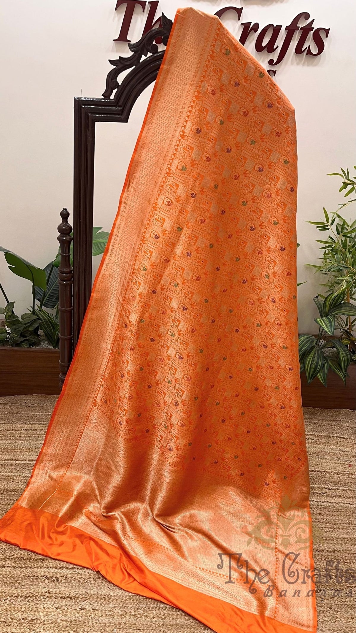 Pure Katan Silk Handloom Banarasi Saree -  Jaal Work with Meenakari