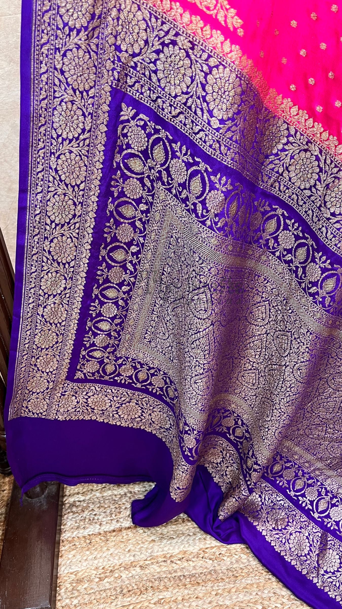 Pure Crepe Georgette Banarasi Saree - Antique Zari