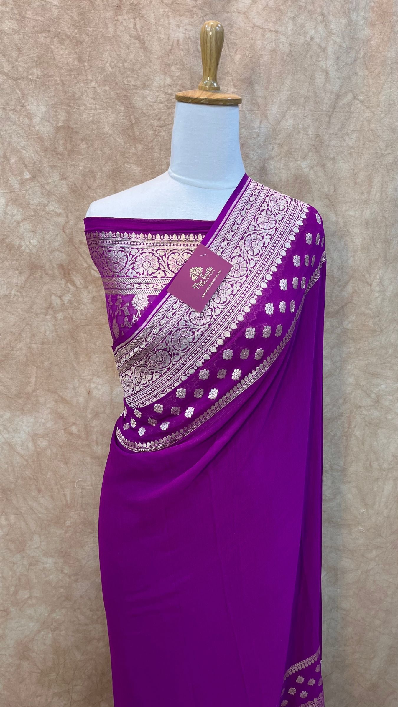 Khaddi Georgette Handloom Banarasi Saree