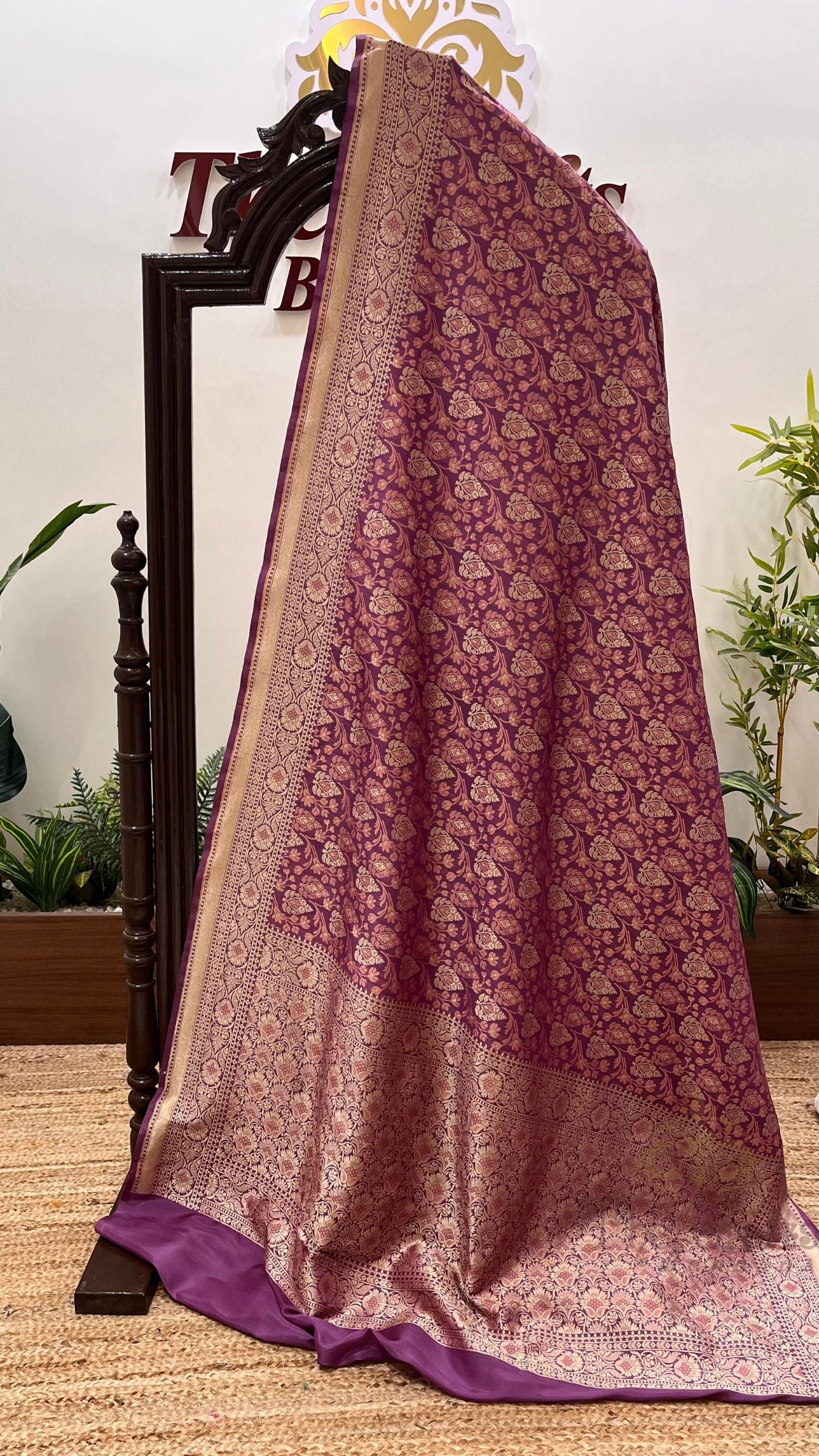 Pure Cotton Silk Banarasi Brocade Handloom Saree - Meenakari