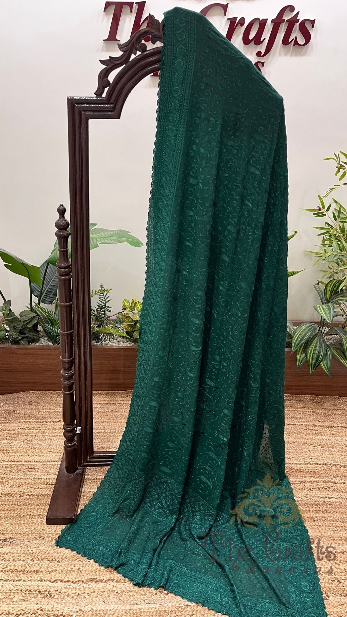 Pure Georgette Chikankari Handloom Banarasi Saree