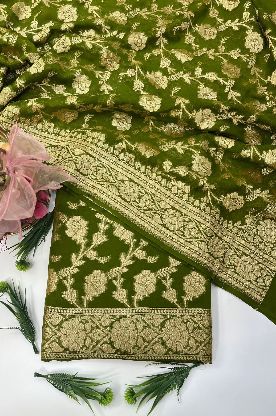 Khaddi Georgette Banarasi Dress Material