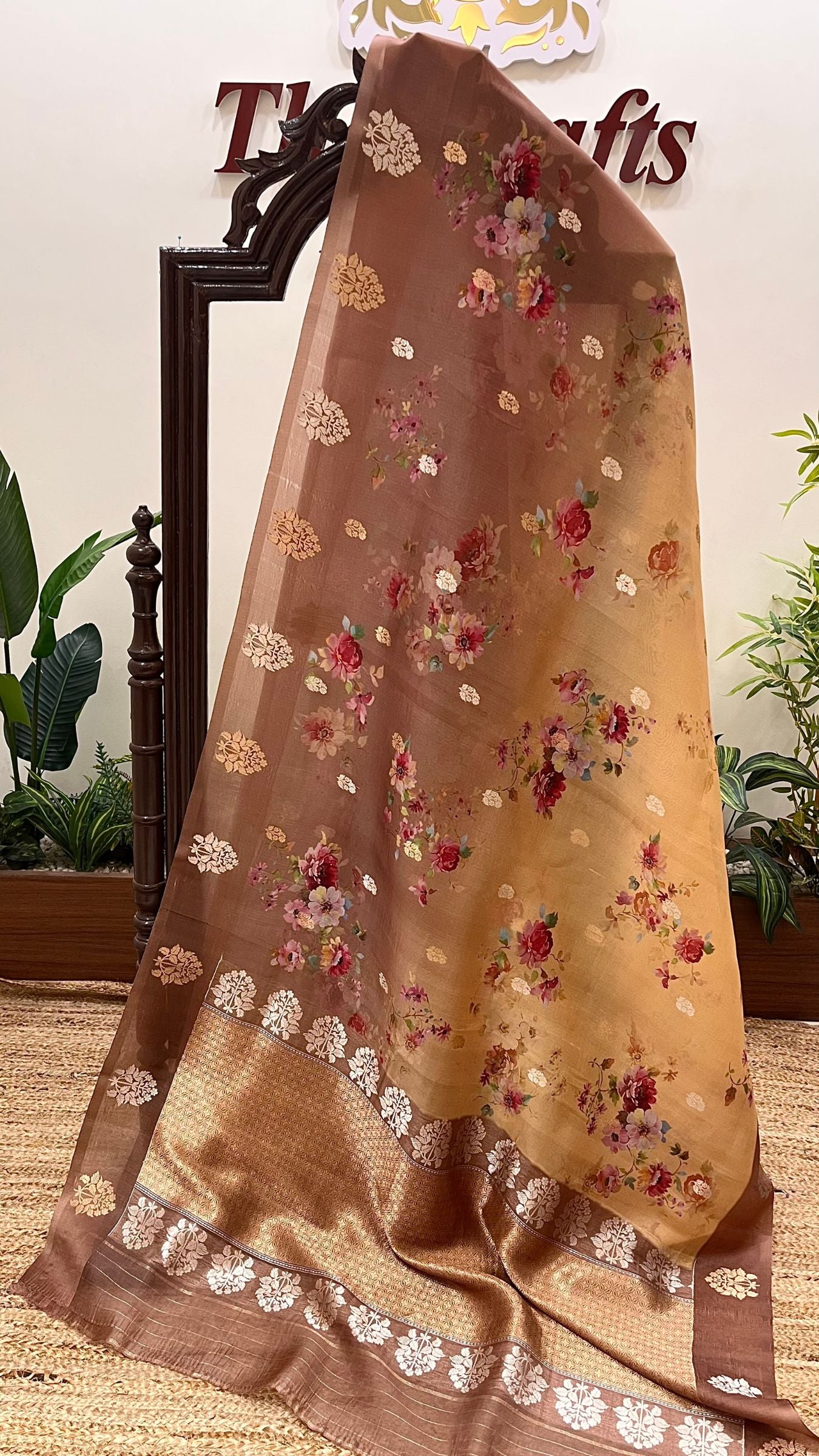 Pure Kora Silk Banarasi Saree - with Digital Print