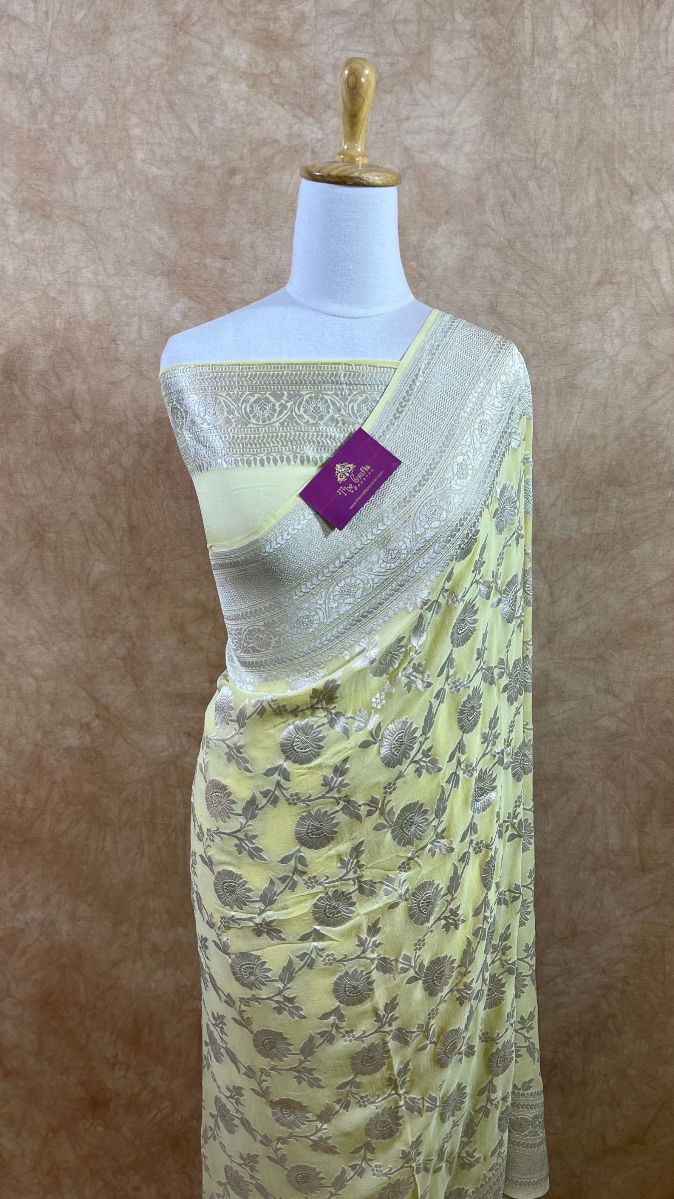 Pure Georgette Banarasi Saree - Silver Zari