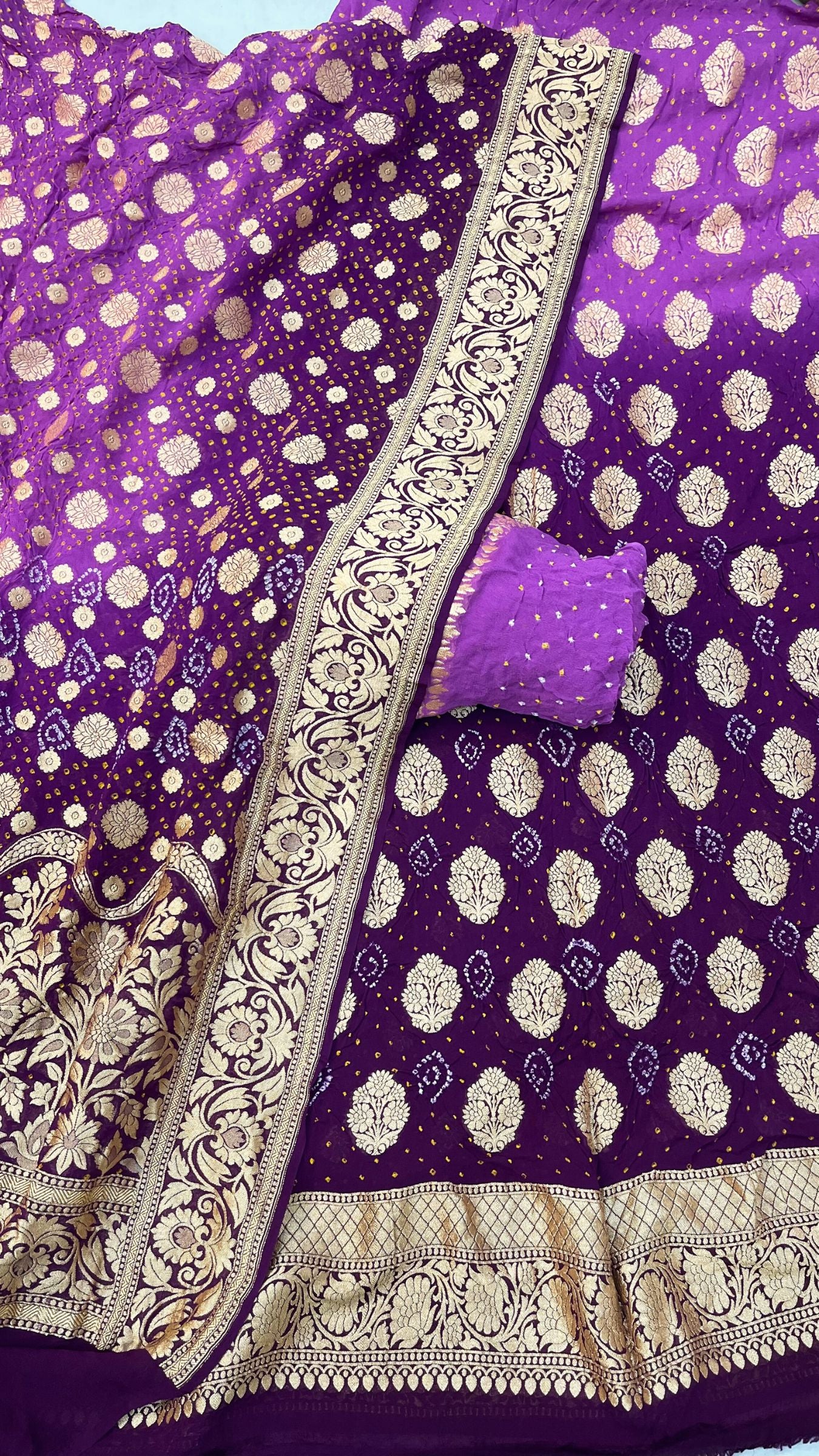 Pure Georgette Banarasi Bandhej Dress Material