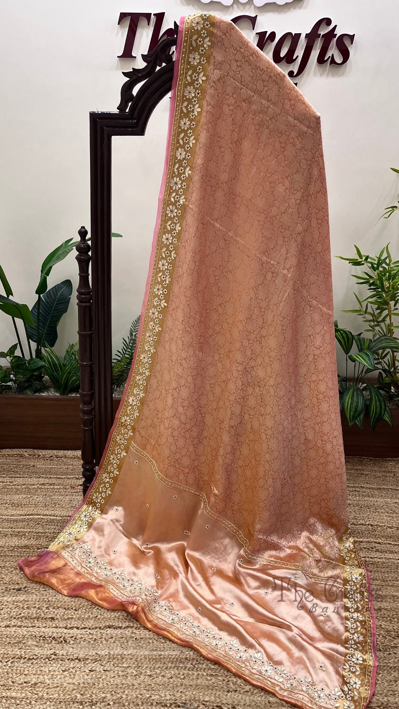 Pure Tissue Brocade Banarasi Saree - with Gota Patti, Cut Dana & Zardozi Handwork