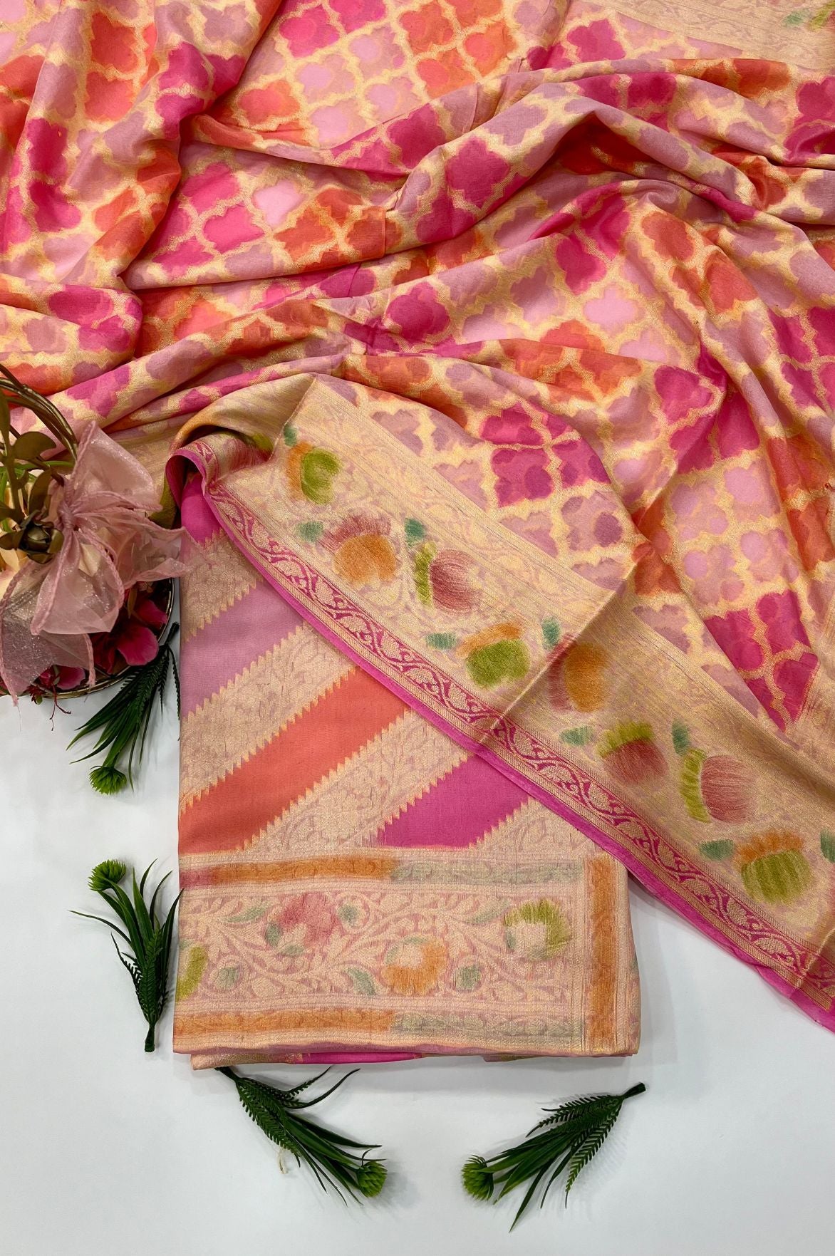 Pure Khaddi Chiffon Banarasi Dress Material