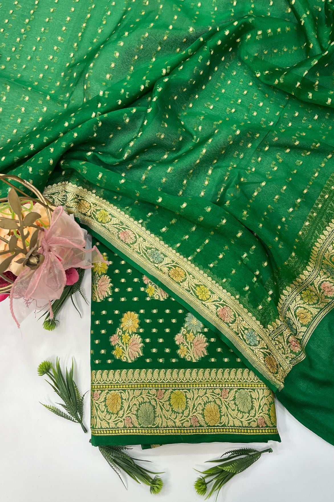 Khaddi Georgette Banarasi Dress Material
