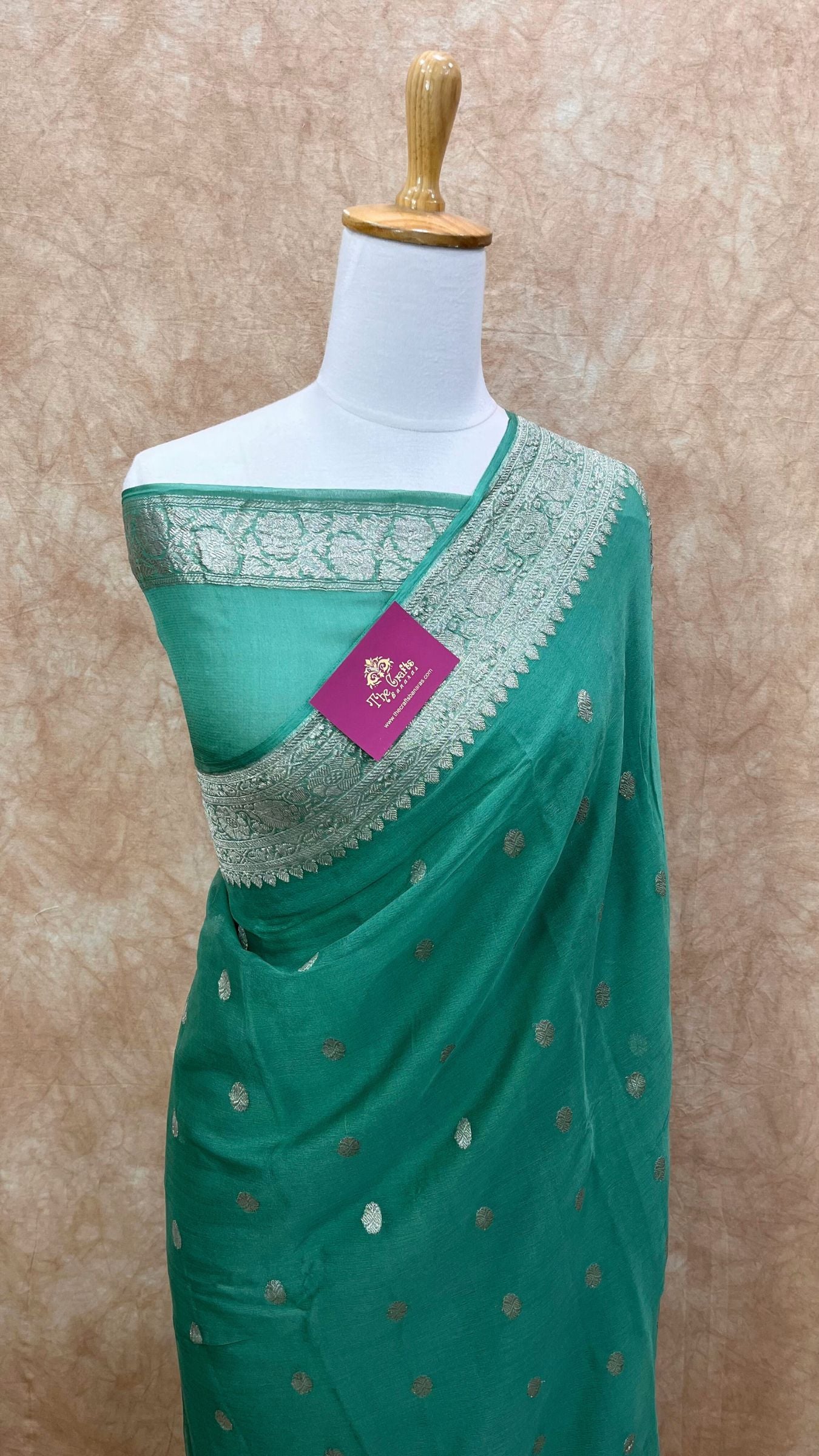 Pure Georgette Banarasi Saree - Silver Zari