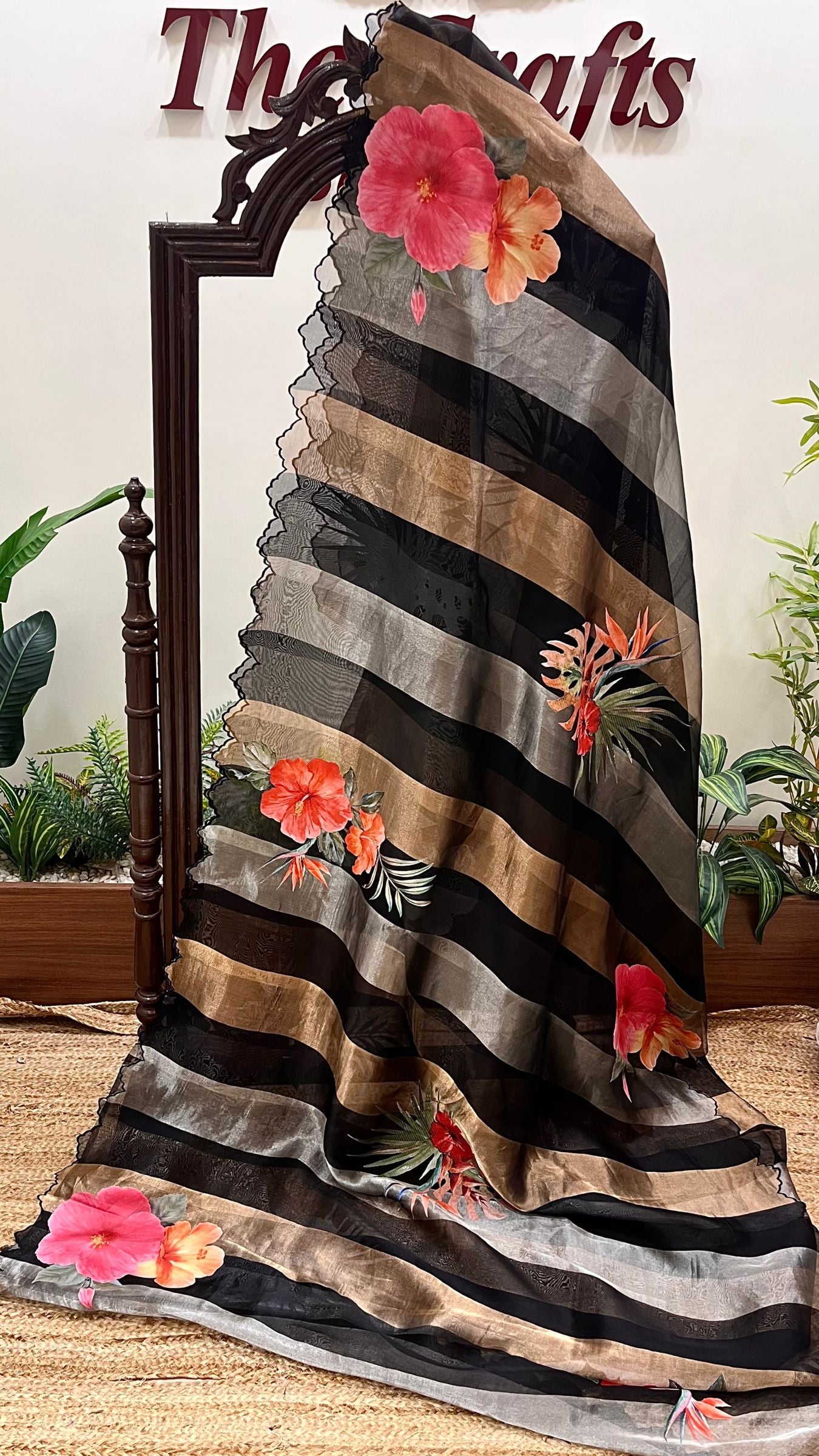Pure Kora  Tissue Silk Banarasi Saree - with Digital Print