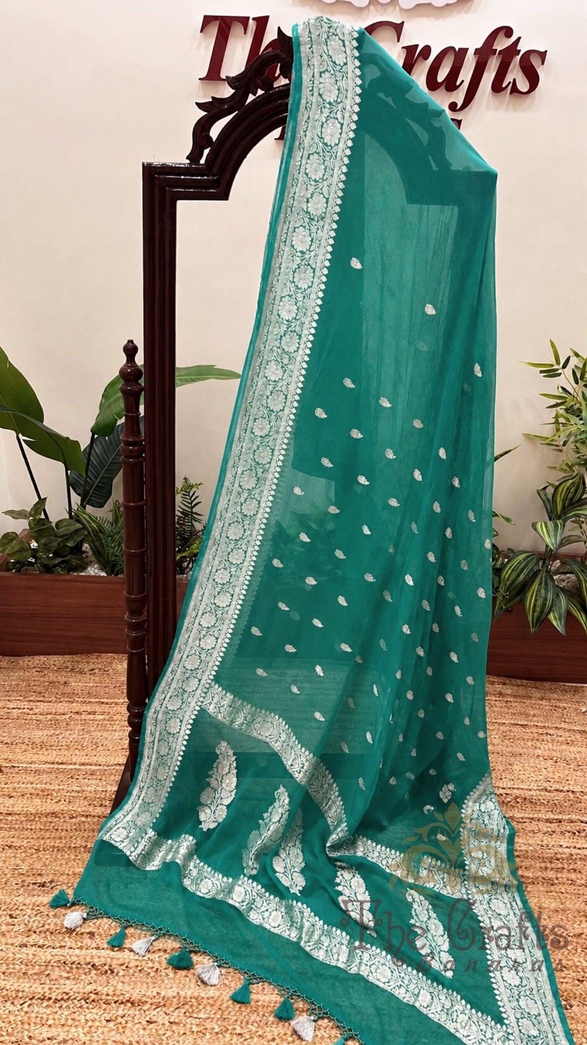 Pure Georgette Banarasi Saree - Silver Zari