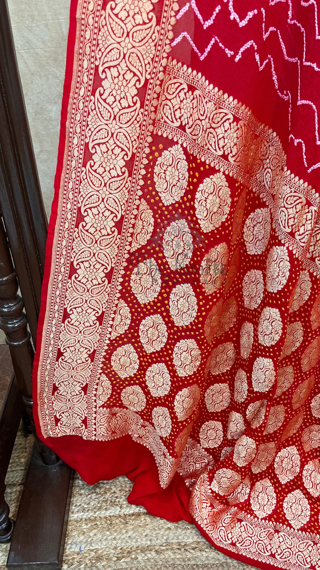 Pure Georgette Banarasi Handloom Bandhej Saree