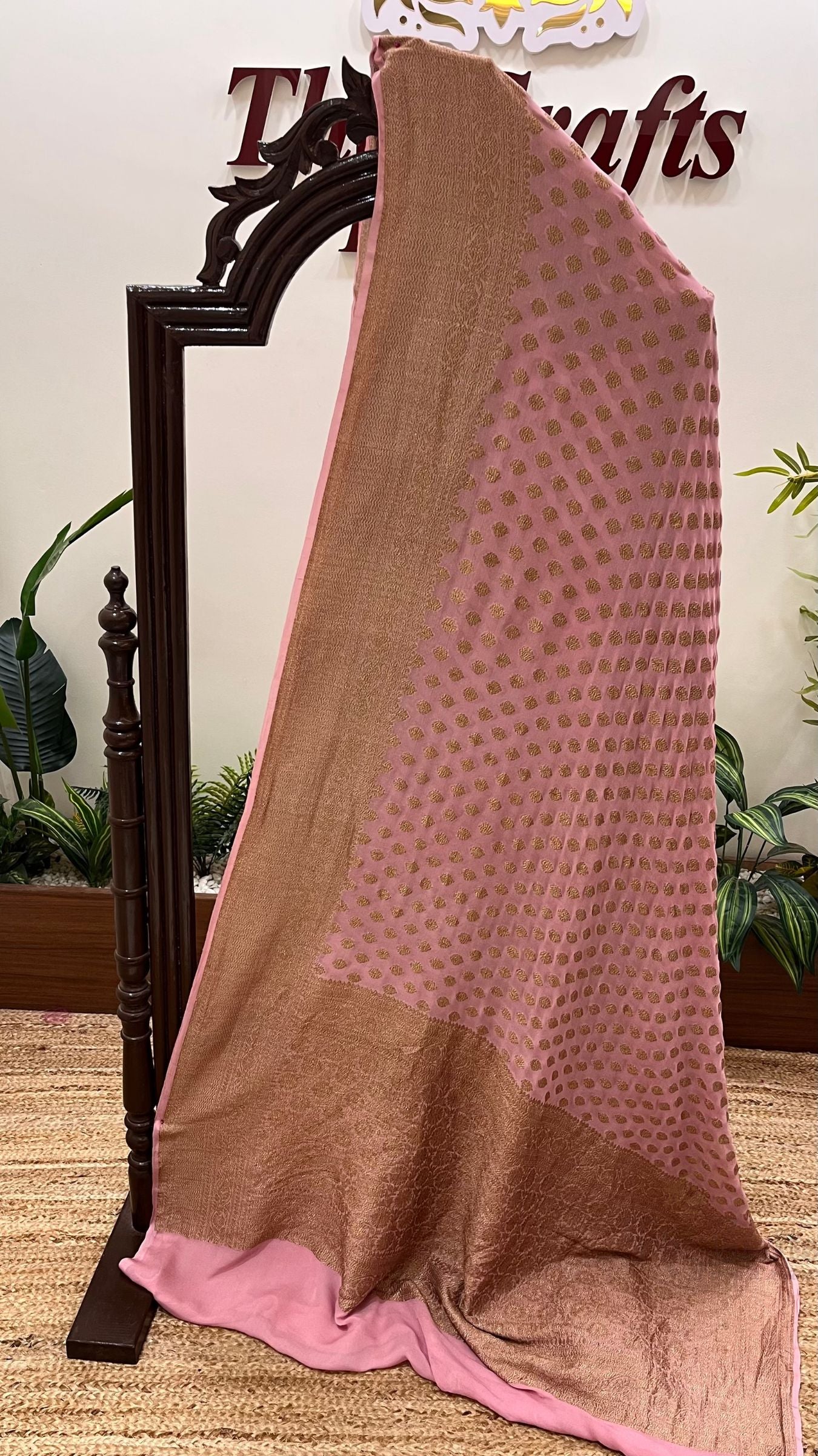 Khaddi Georgette Banarasi Saree - Antique Zari