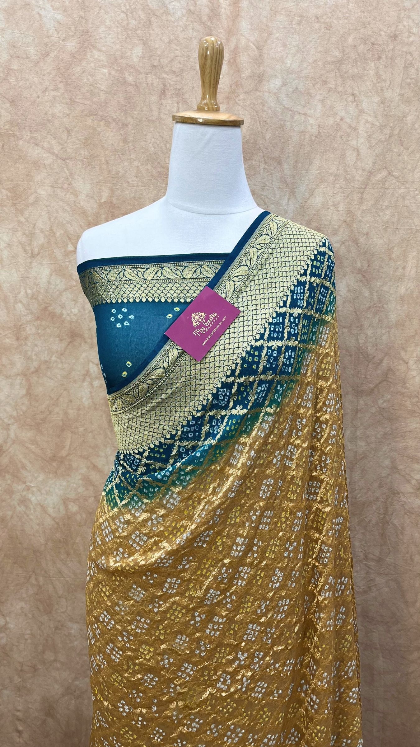 Pure Georgette Banarasi Handloom Bandhej Saree