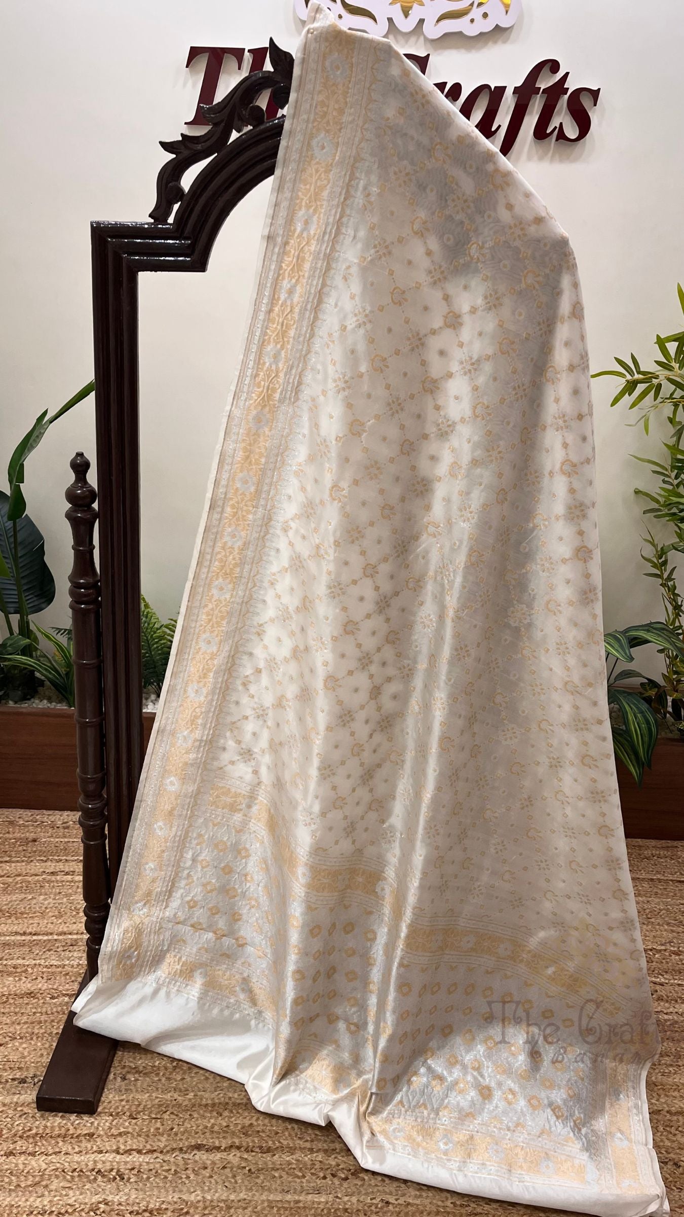 Pure Organza Silk Handloom Banarasi Saree - All over Sona Roopa Jaal work
